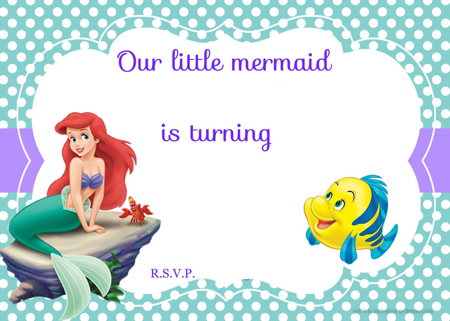 Mermaid Cove Birthday Party Invitation For Girl Nv0746