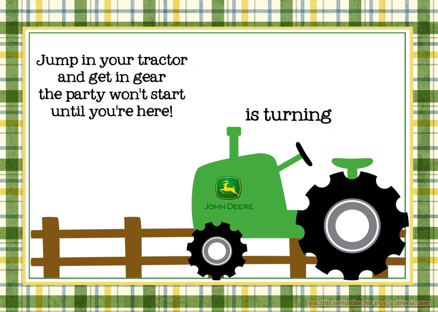 John Deere Printable Birthday Invitations 1