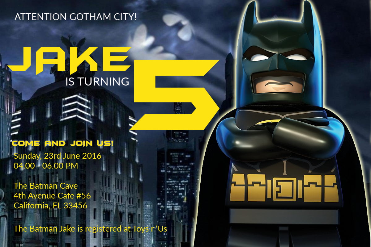 Lego Batman Birthday Invitation