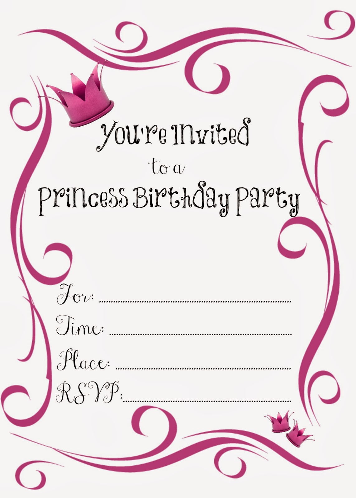 Free Birthday Party Invitations for Girl Bagvania FREE Printable