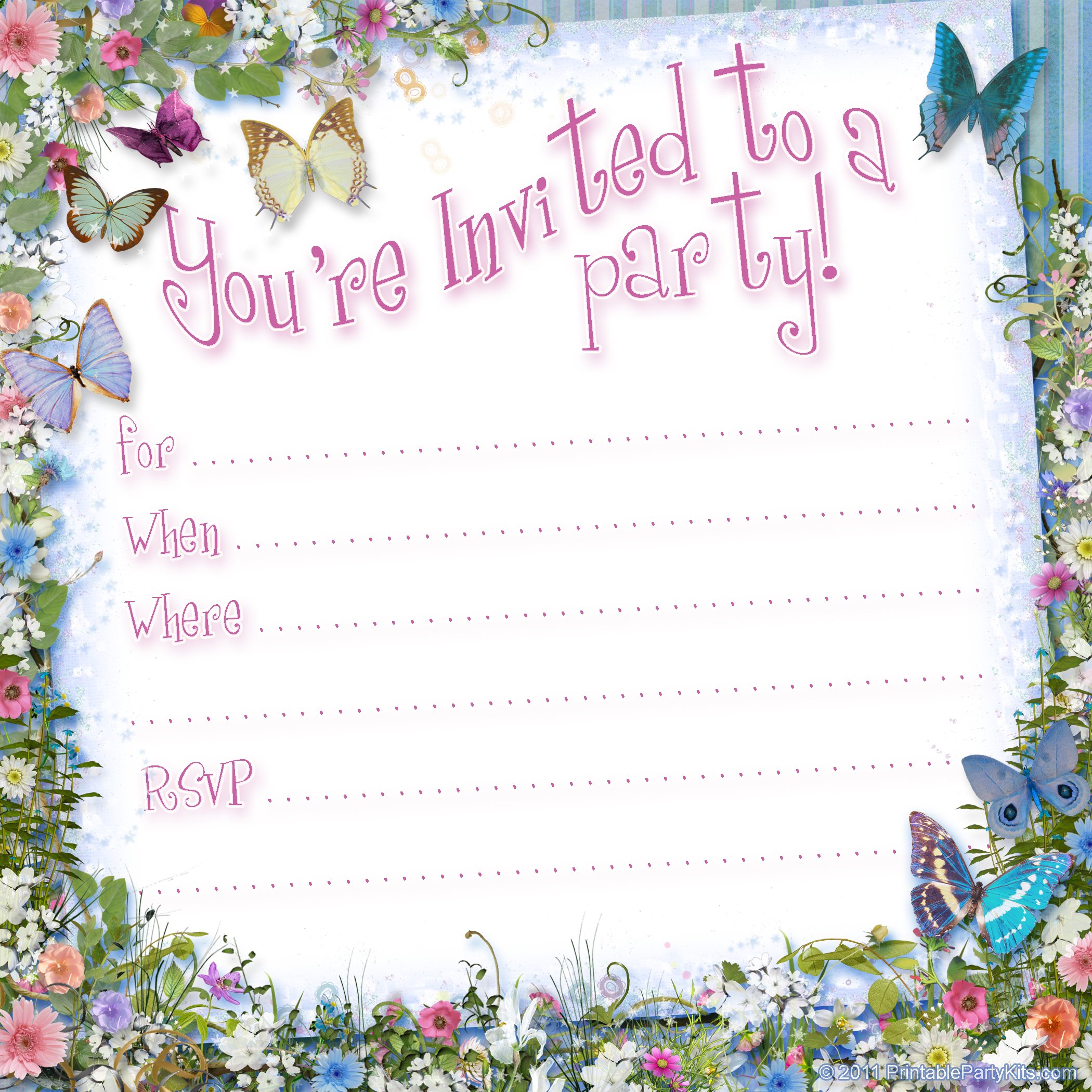 Free Printable Butterfly Birthday Invitations