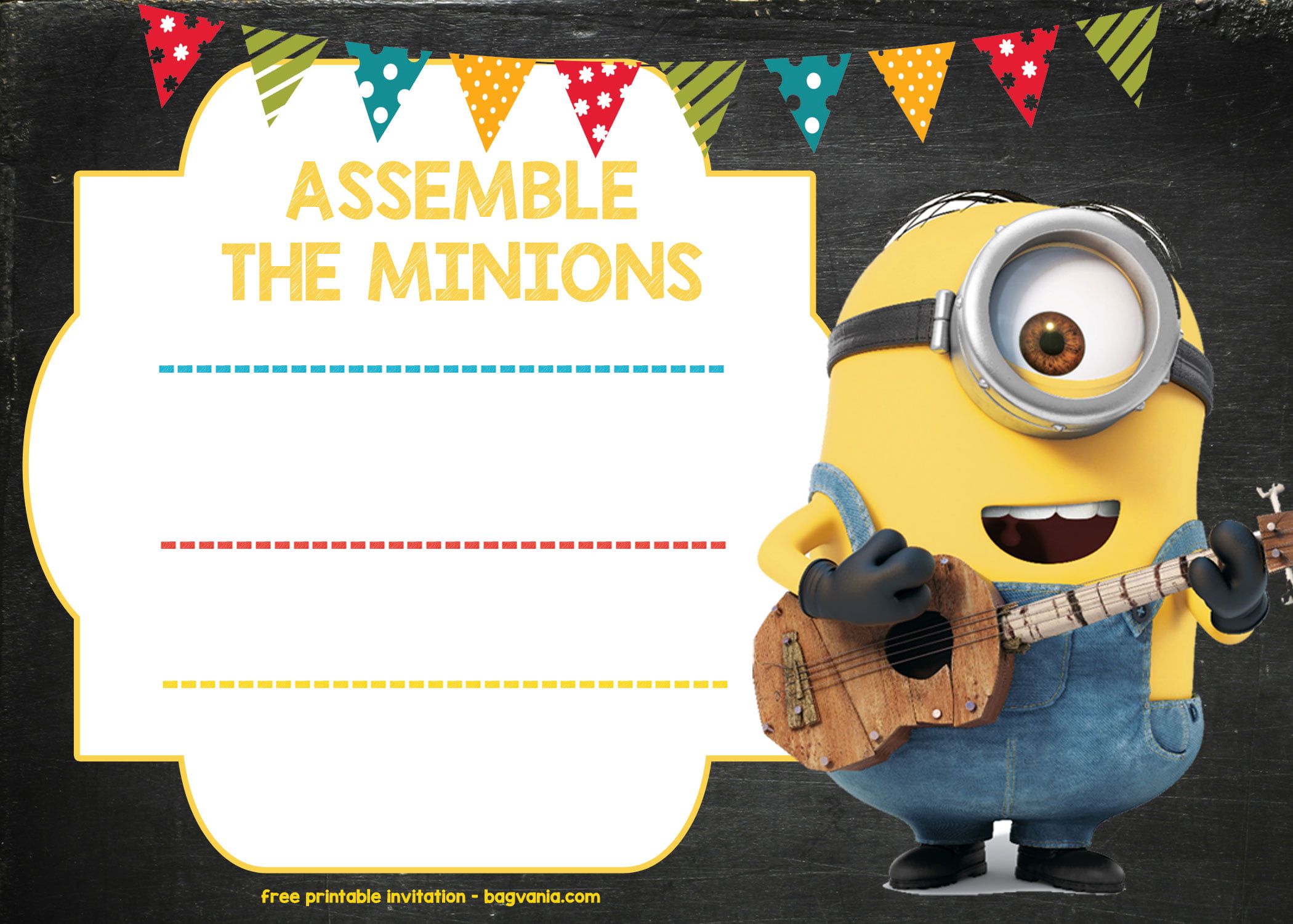 Minion Birthday Invitation Template – FREE Download  FREE Intended For Minion Card Template