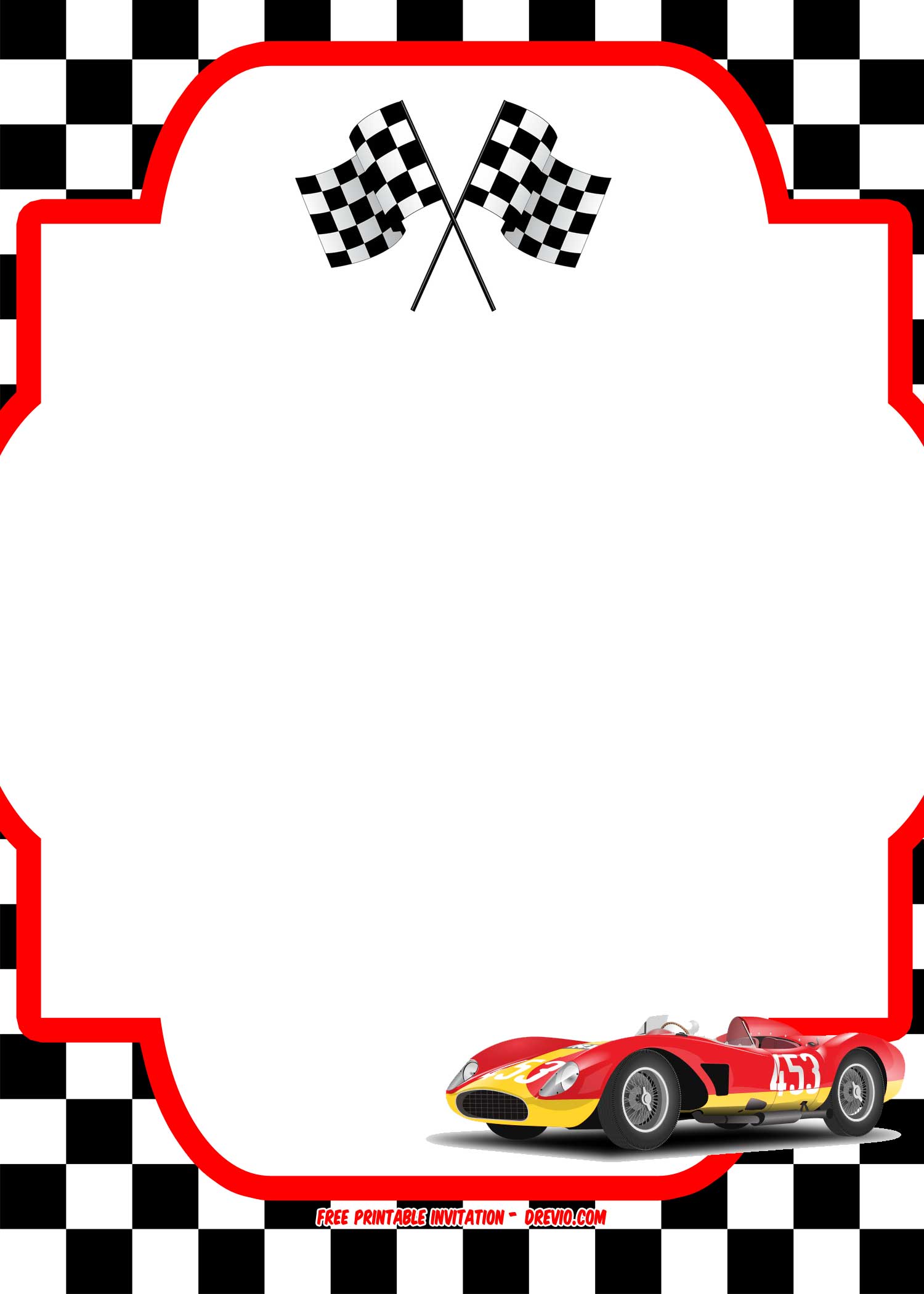 FREE Printable Race Car Invitation Templates FREE Printable Birthday