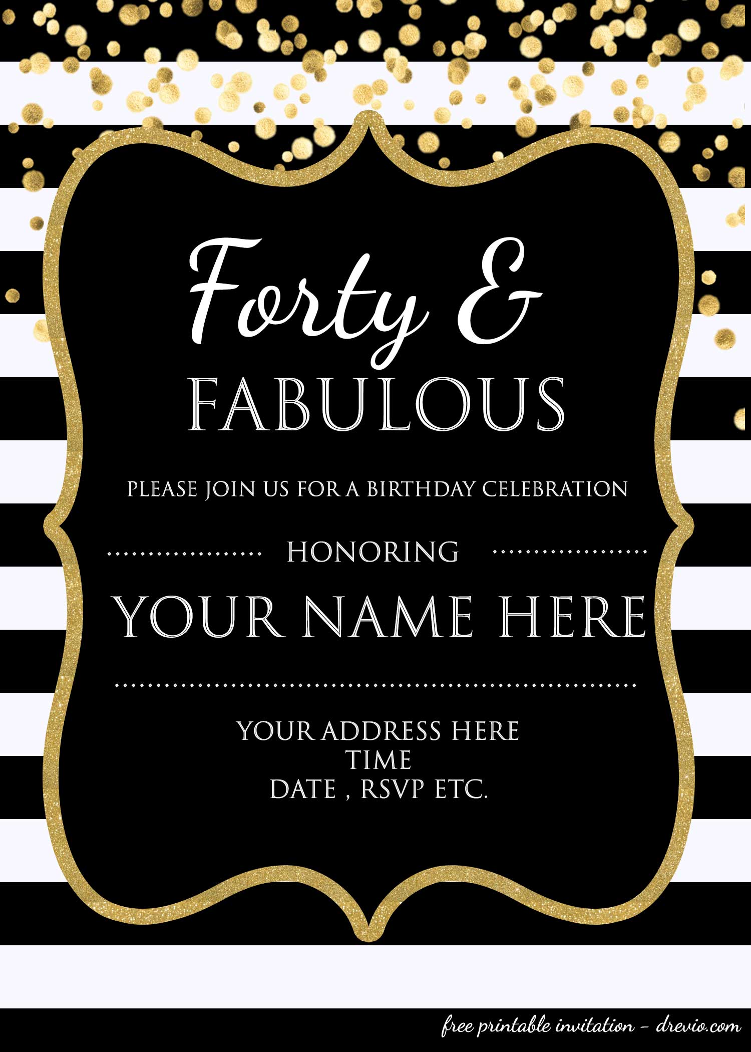 Free Printable 40th Birthday Invitation Templates