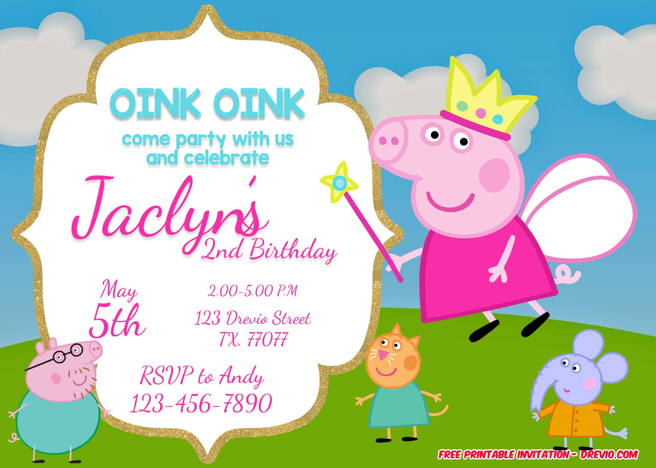 Free Peppa Pig Invitation Template Editable