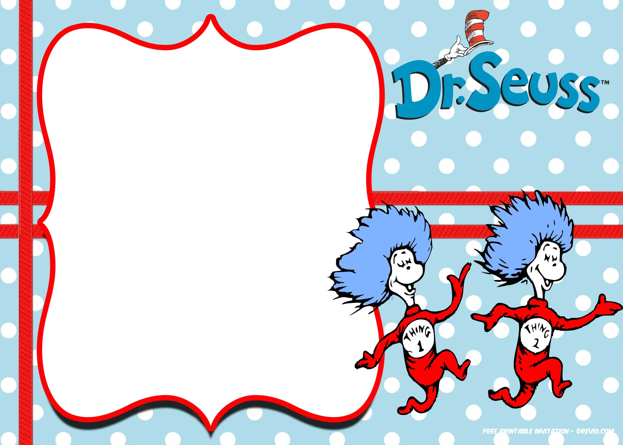Free dr.Seuss Invitation Templates – Printable  FREE Printable Pertaining To Dr Seuss Birthday Card Template
