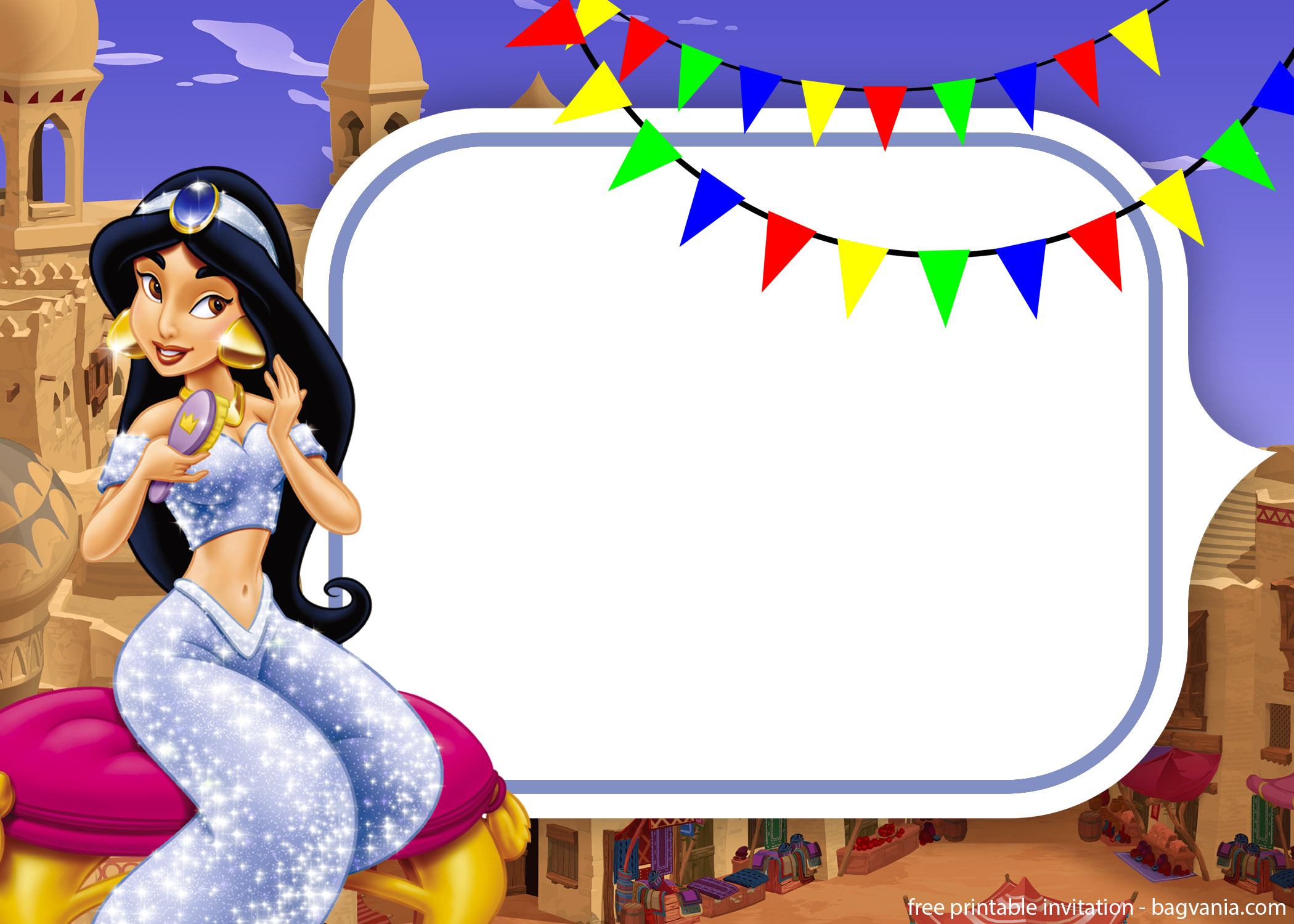 FREE Printable Aladdin and Jasmine Invitation Template | Jasmine