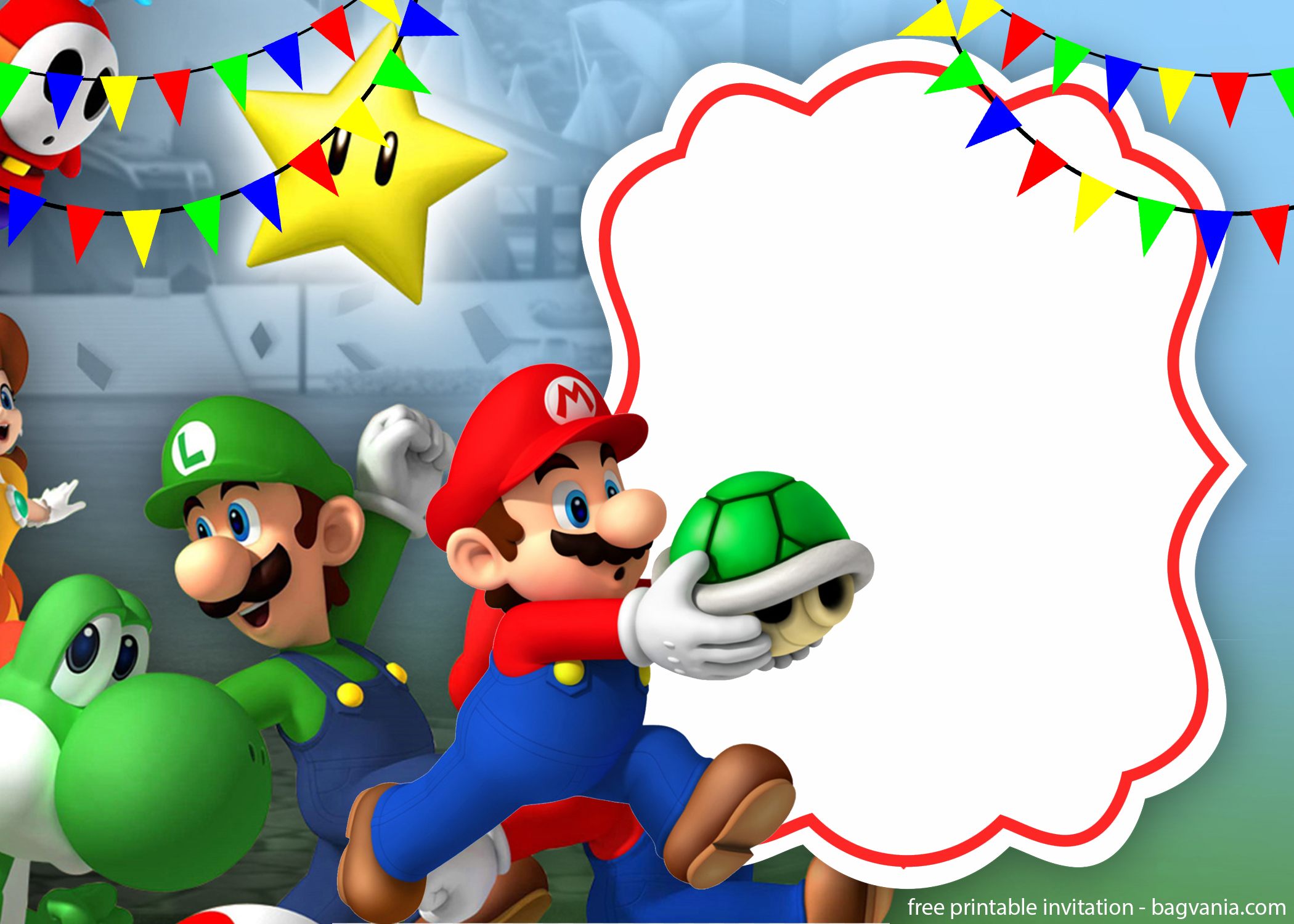 Printable Super Mario Invitations Template Free 