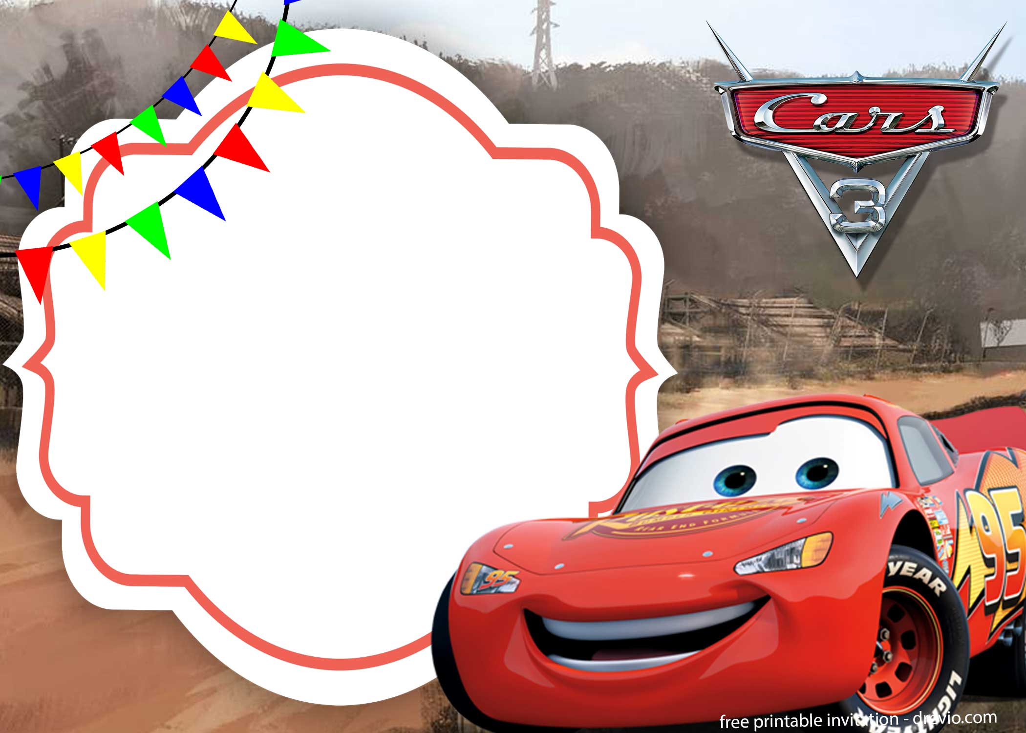 FREE The Cars 3 with photo invitation template FREE Printable