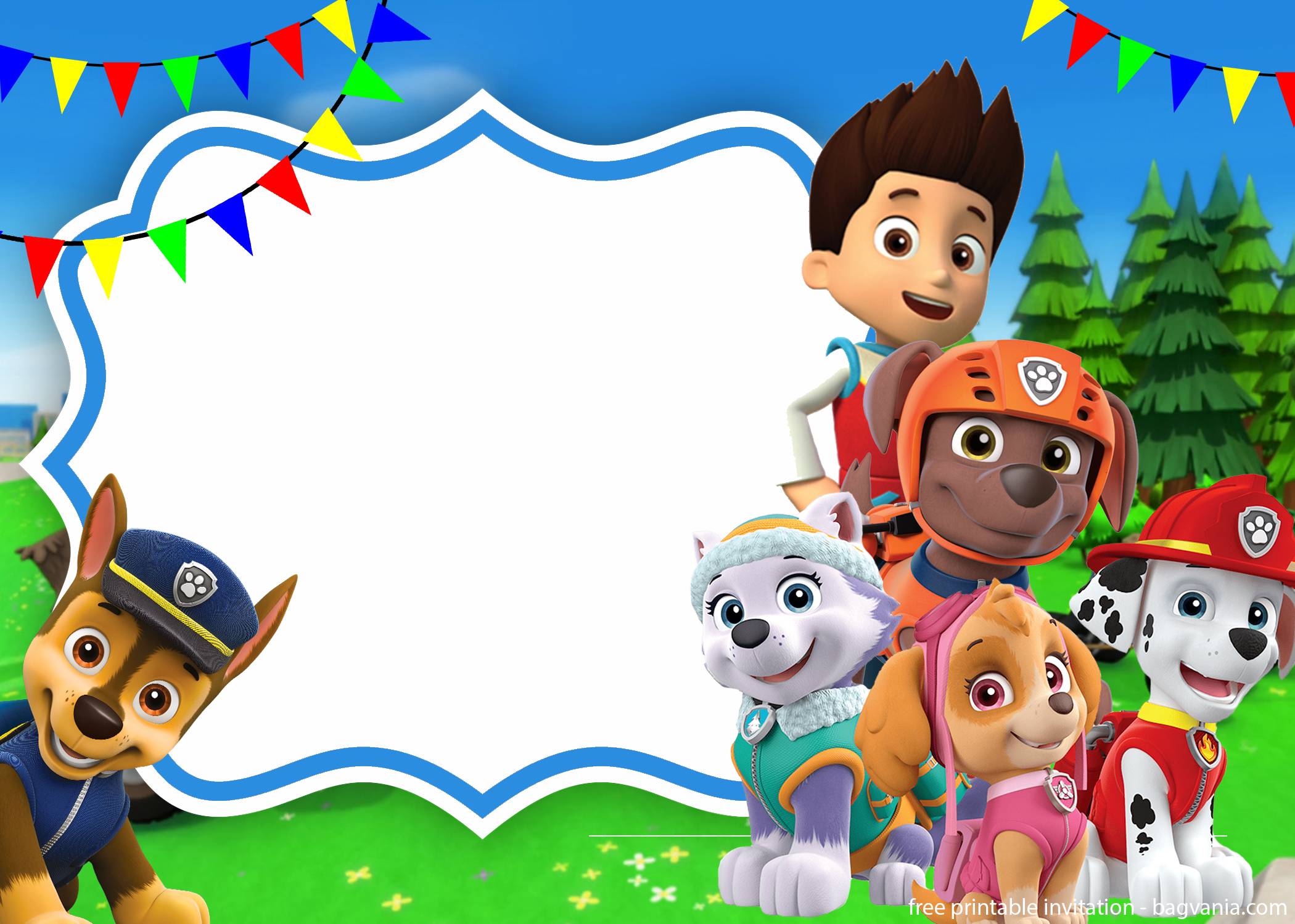 Free Paw Patrol Full Team Invitation Template Free Printable Birthday Invitation Templates Bagvania