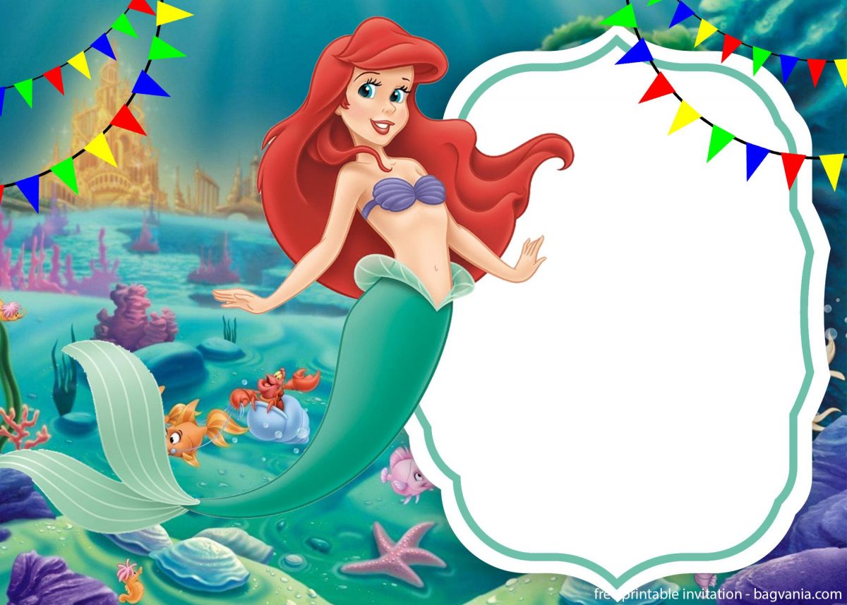 FREE The Little Mermaid Invitation Template FREE Printable Birthday
