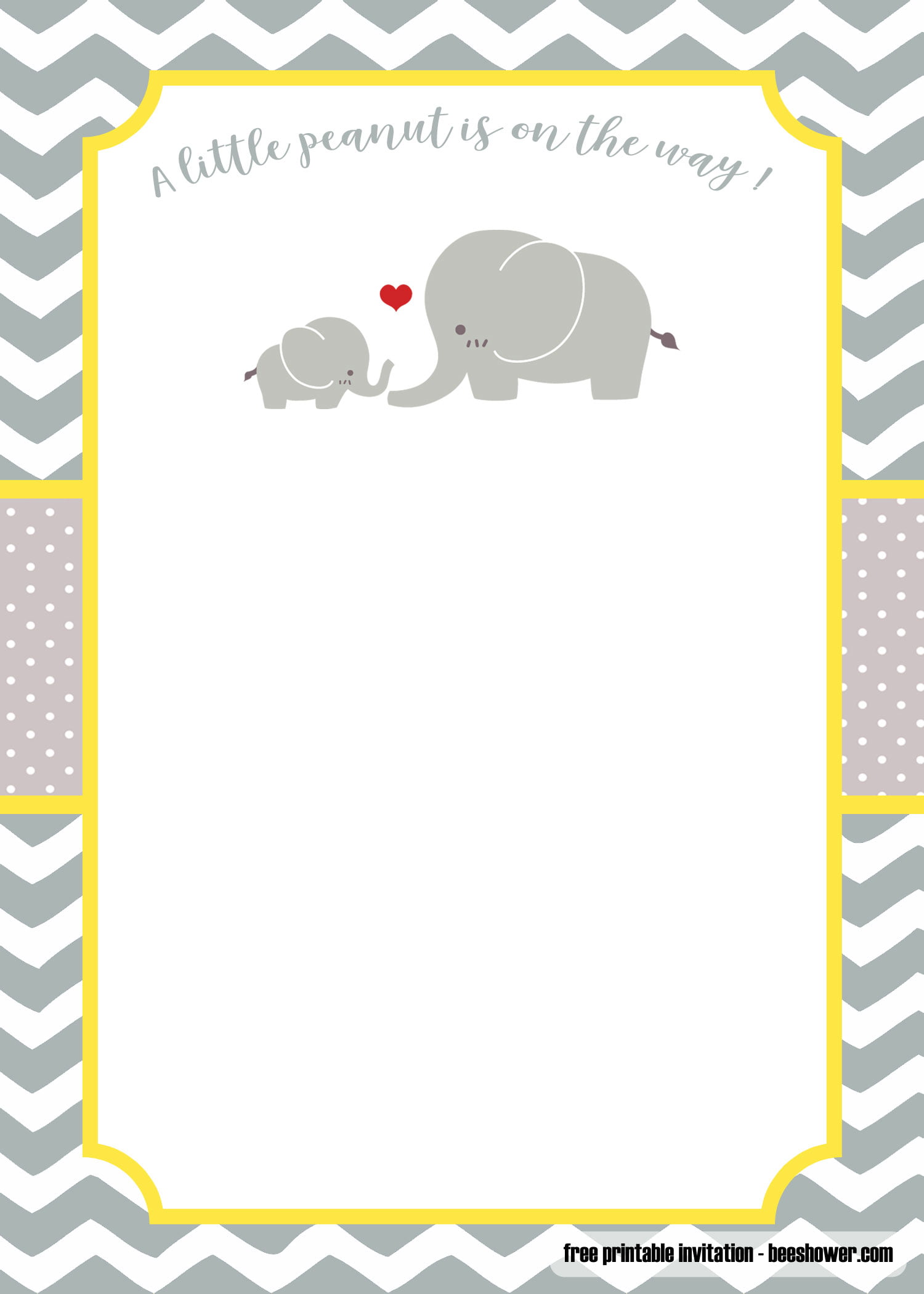 FREE Yellow and gray Little Peanut baby shower invitations – FREE ...