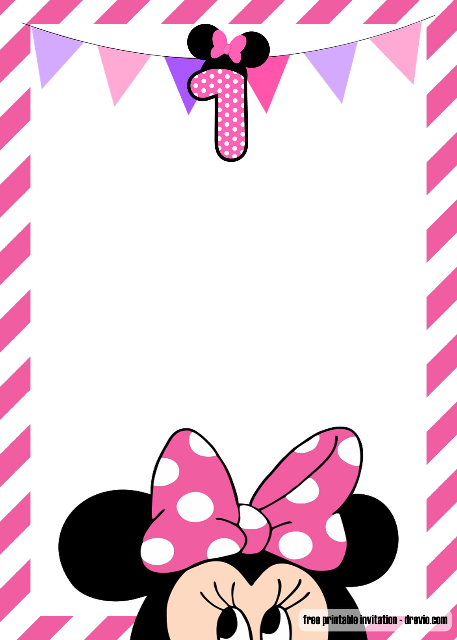 FREE Minnie Mouse 1st Birthday Invitation Templates FREE Printable