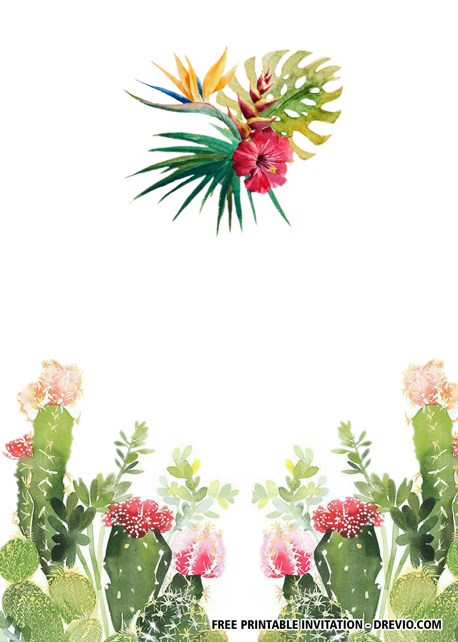 FREE Printable Cactus Invitation Templates FREE Printable Birthday 