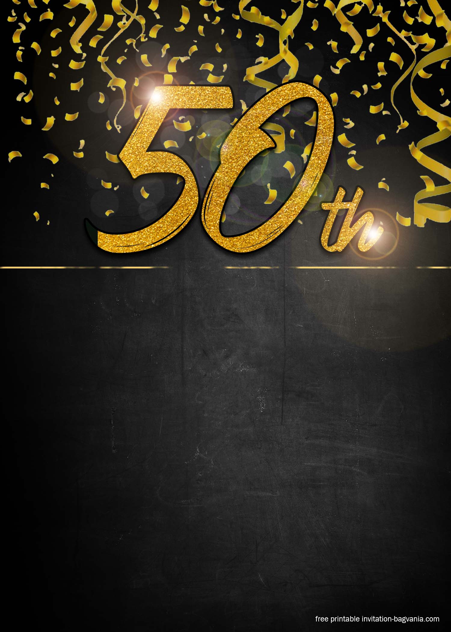 FREE 50th Golden Invitation Templates For Men Printable FREE Printable Birthday Invitation