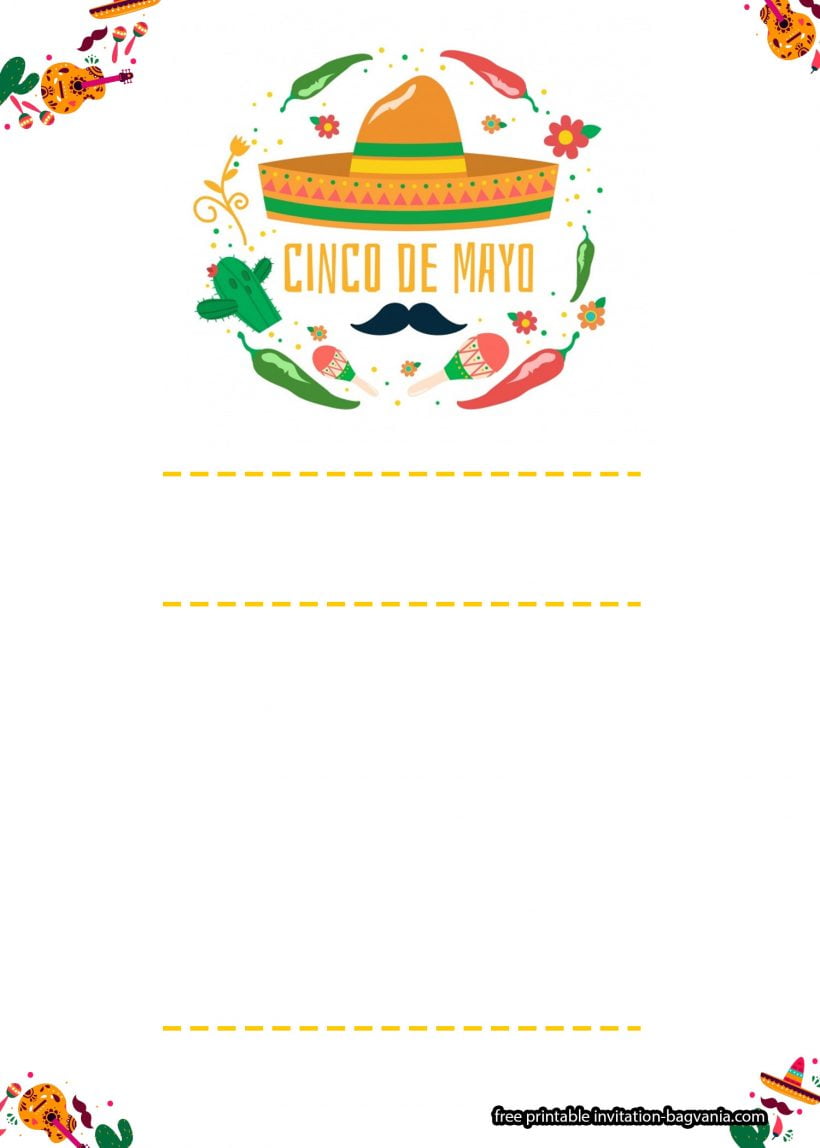 FREE Cinco de Mayo Invitation Templates FREE Printable Birthday