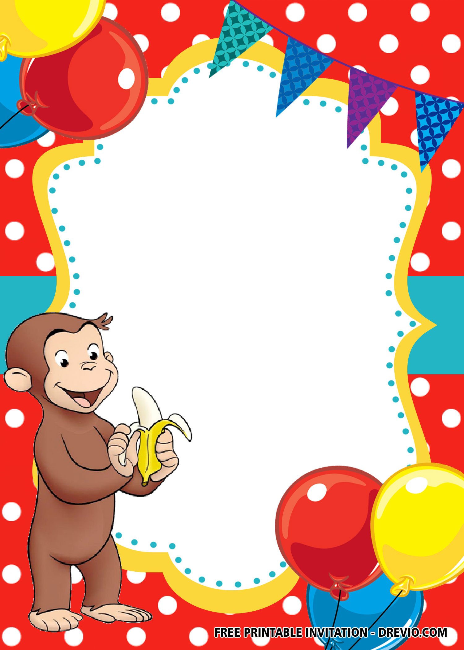 FREE Blank Curious George Invitation Templates | FREE Printable Birthday Invitation Templates ...