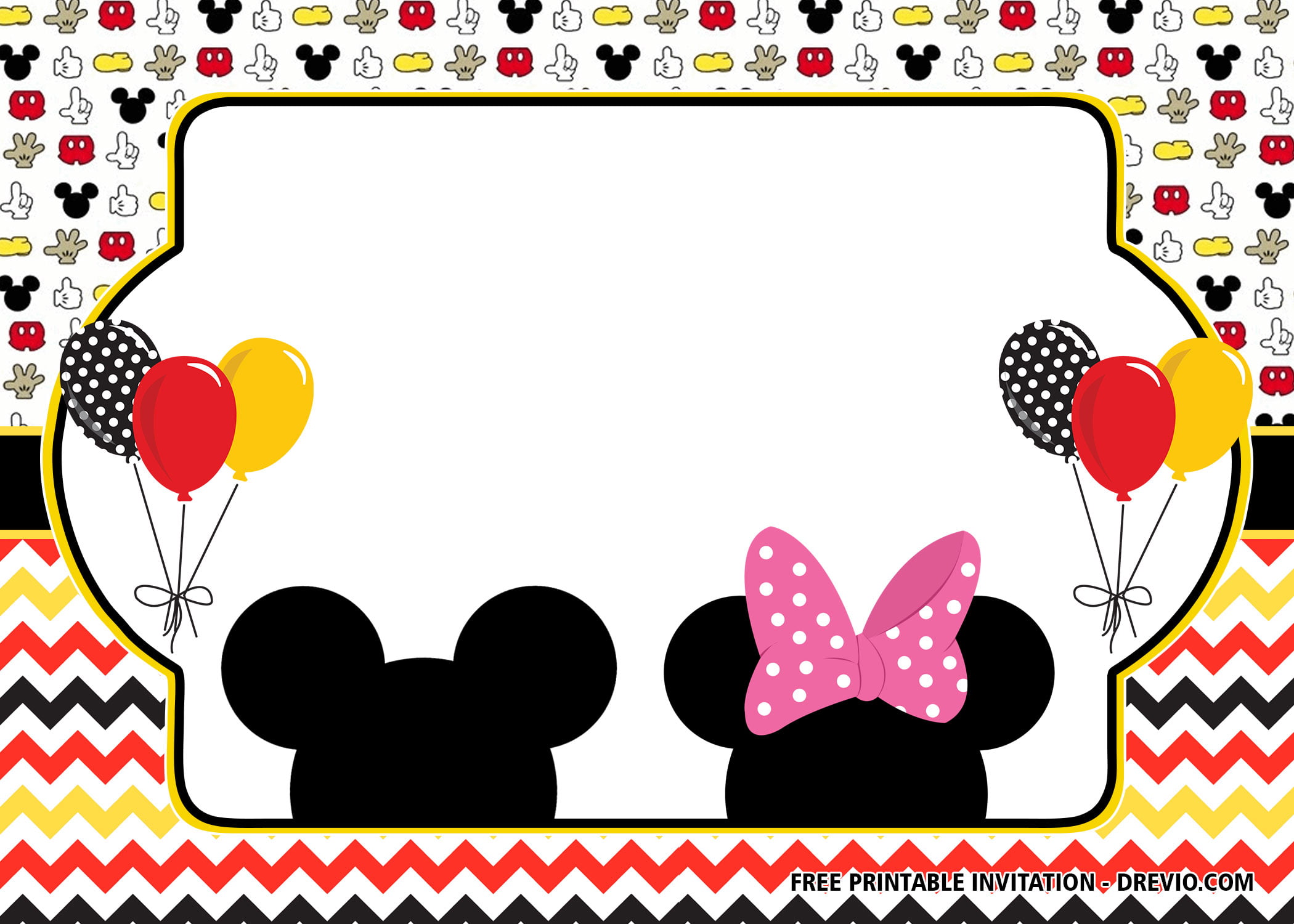Free Printable Mickey And Minnie Mouse Party Invitations