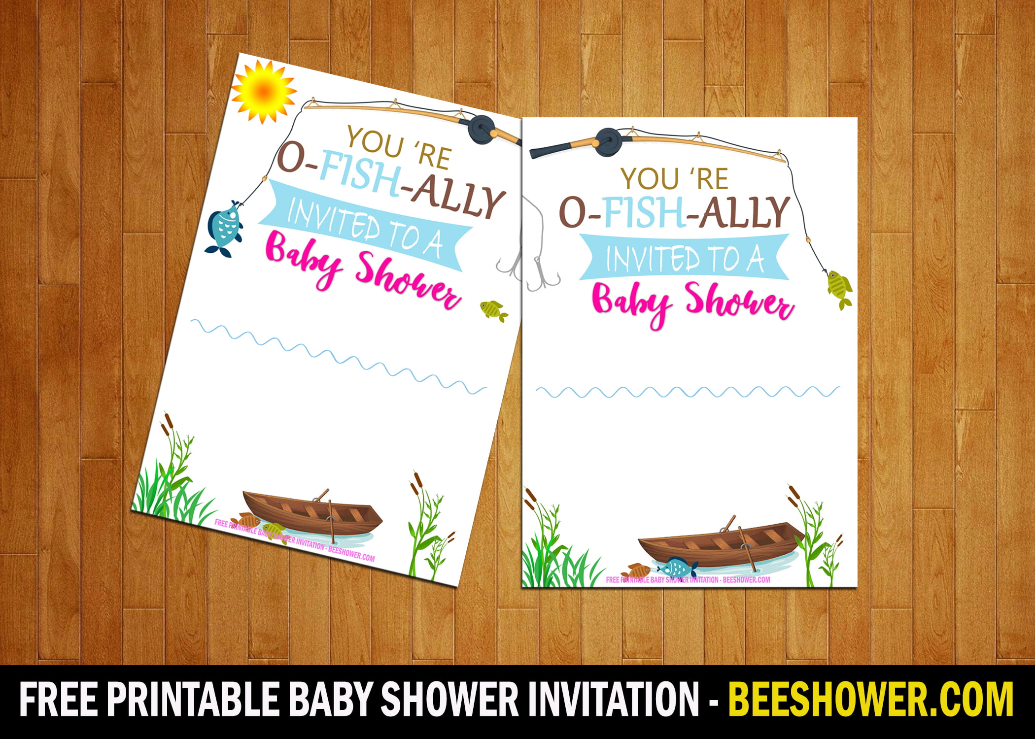 FREE Printable Fishing Themed Invitation Templates