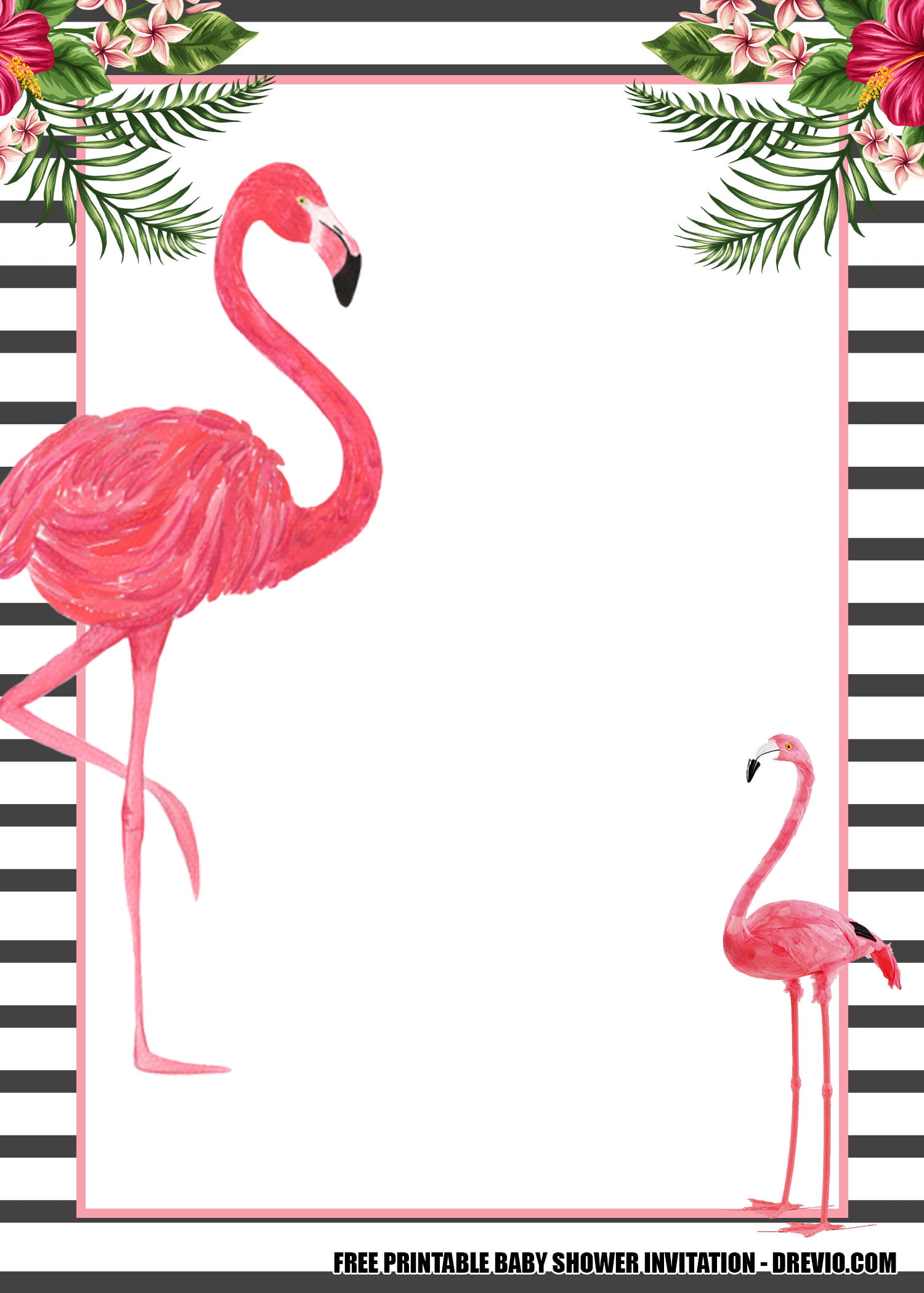 Free Flamingo Baby Shower Invitation Useful Template To Print Directly Free Printable Birthday Invitation Templates Bagvania