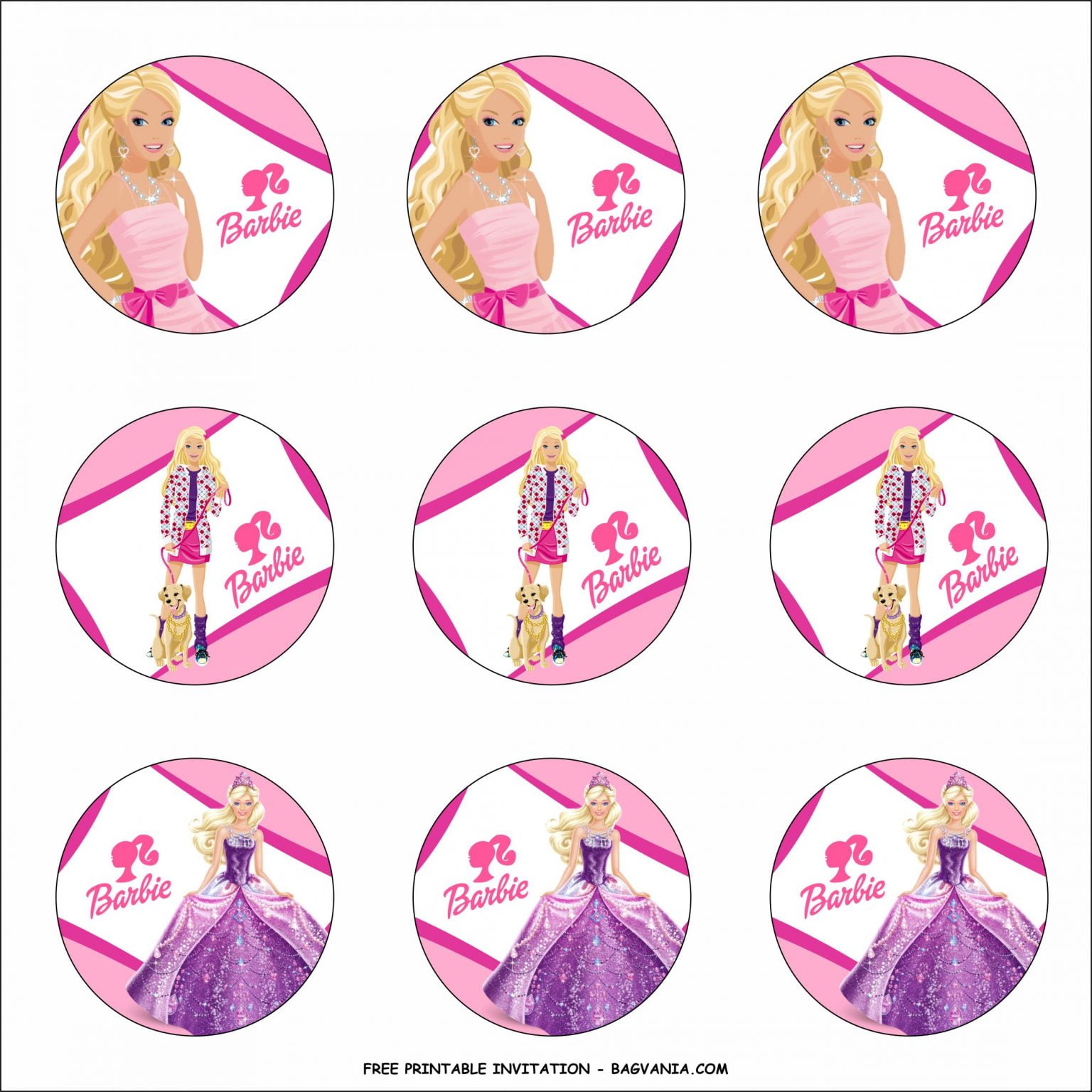 Free Printable Pink Barbie Birthday Party Kits Template FREE