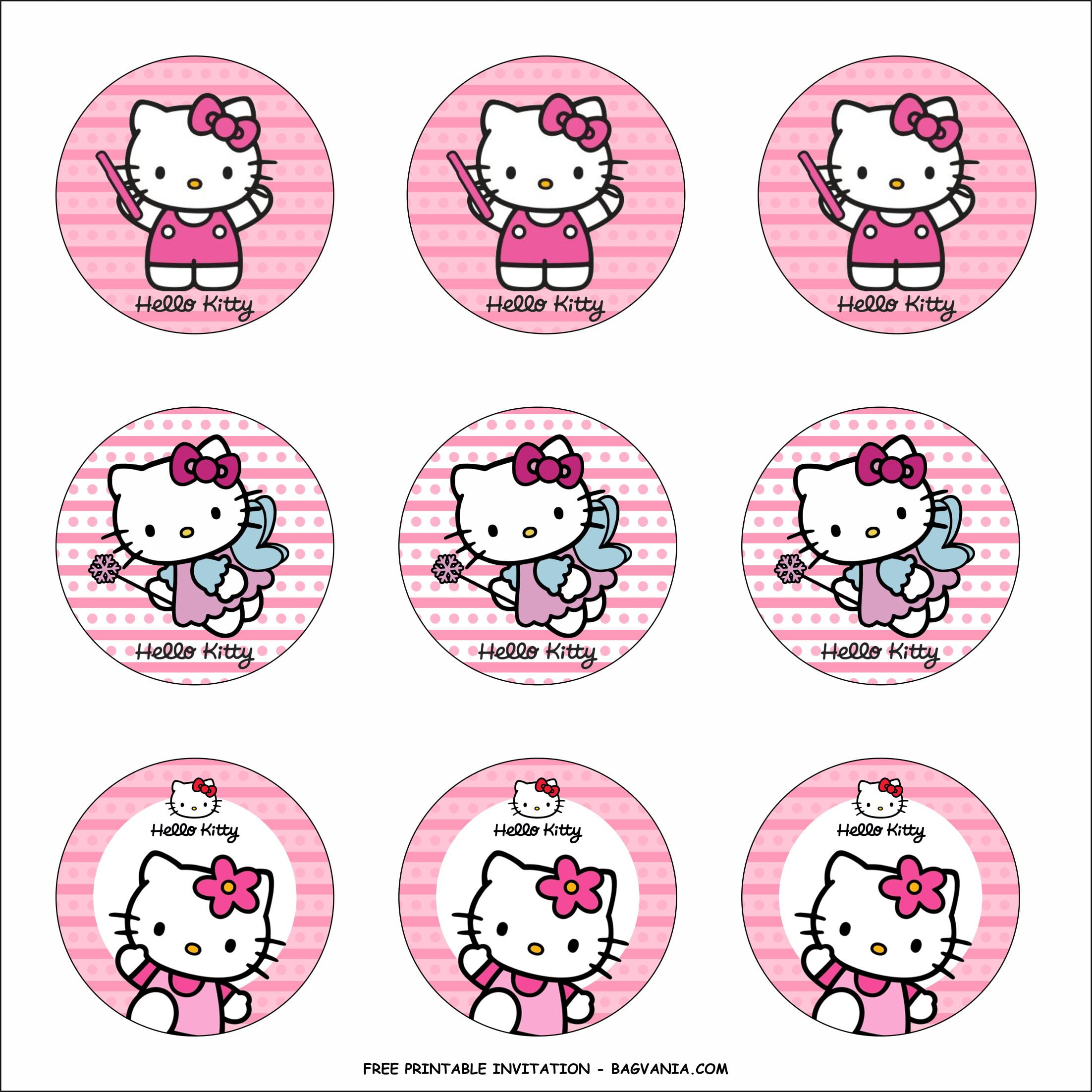 Free Printable Hello Kitty Cupcake Toppers Template