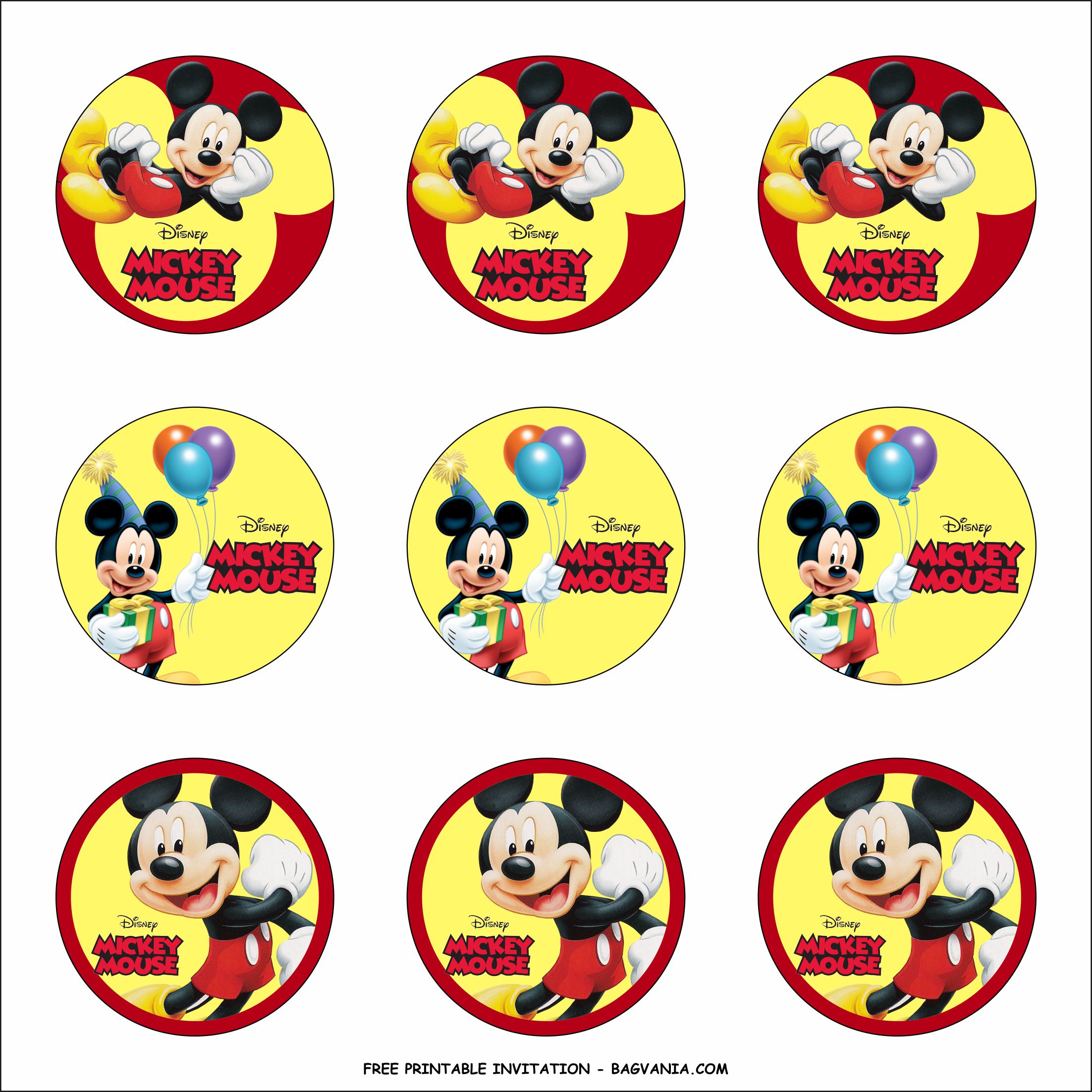 Mickey Mouse Cupcake Toppers Templates FREE Printable Birthday