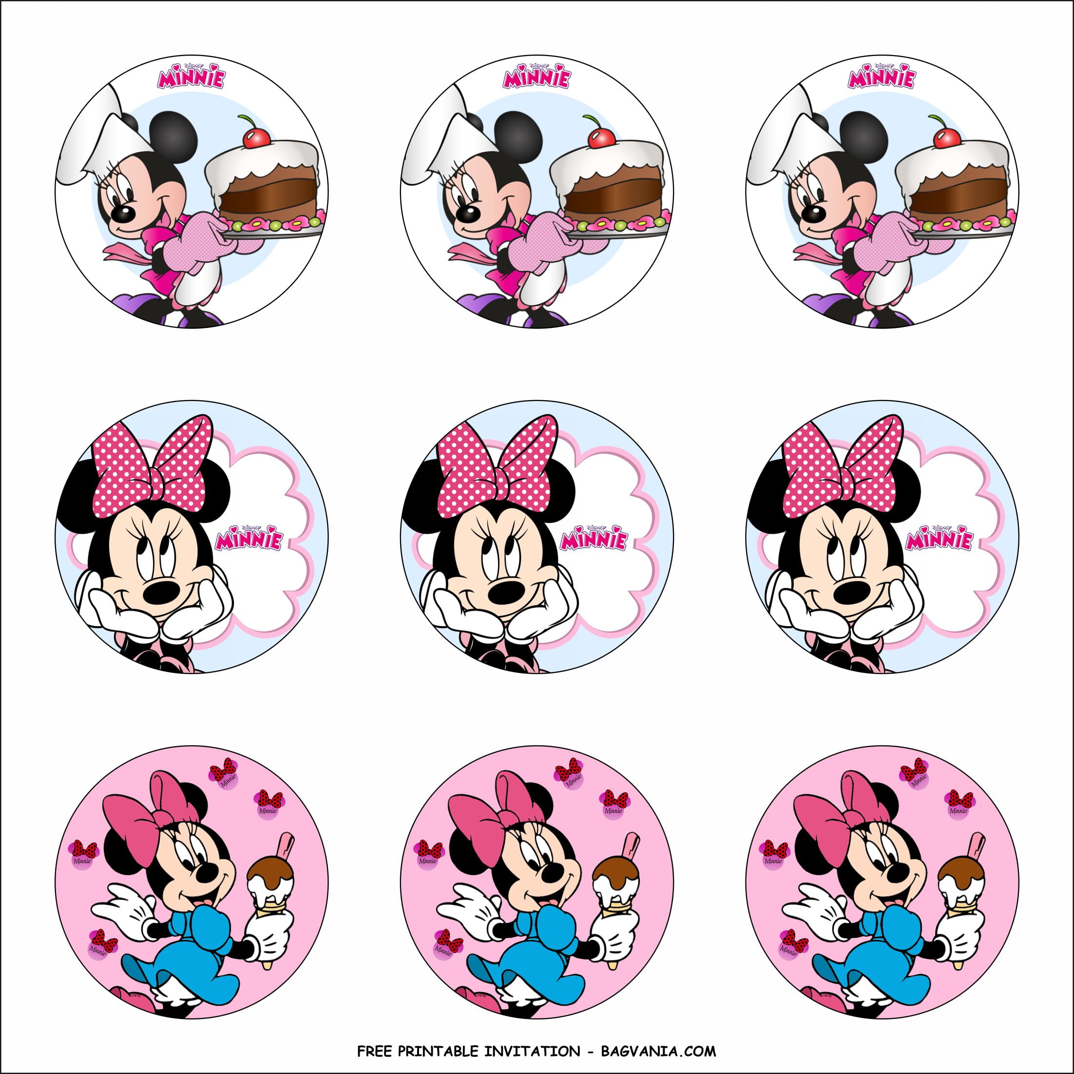 minnie mouse cupcake toppers templates free printable birthday