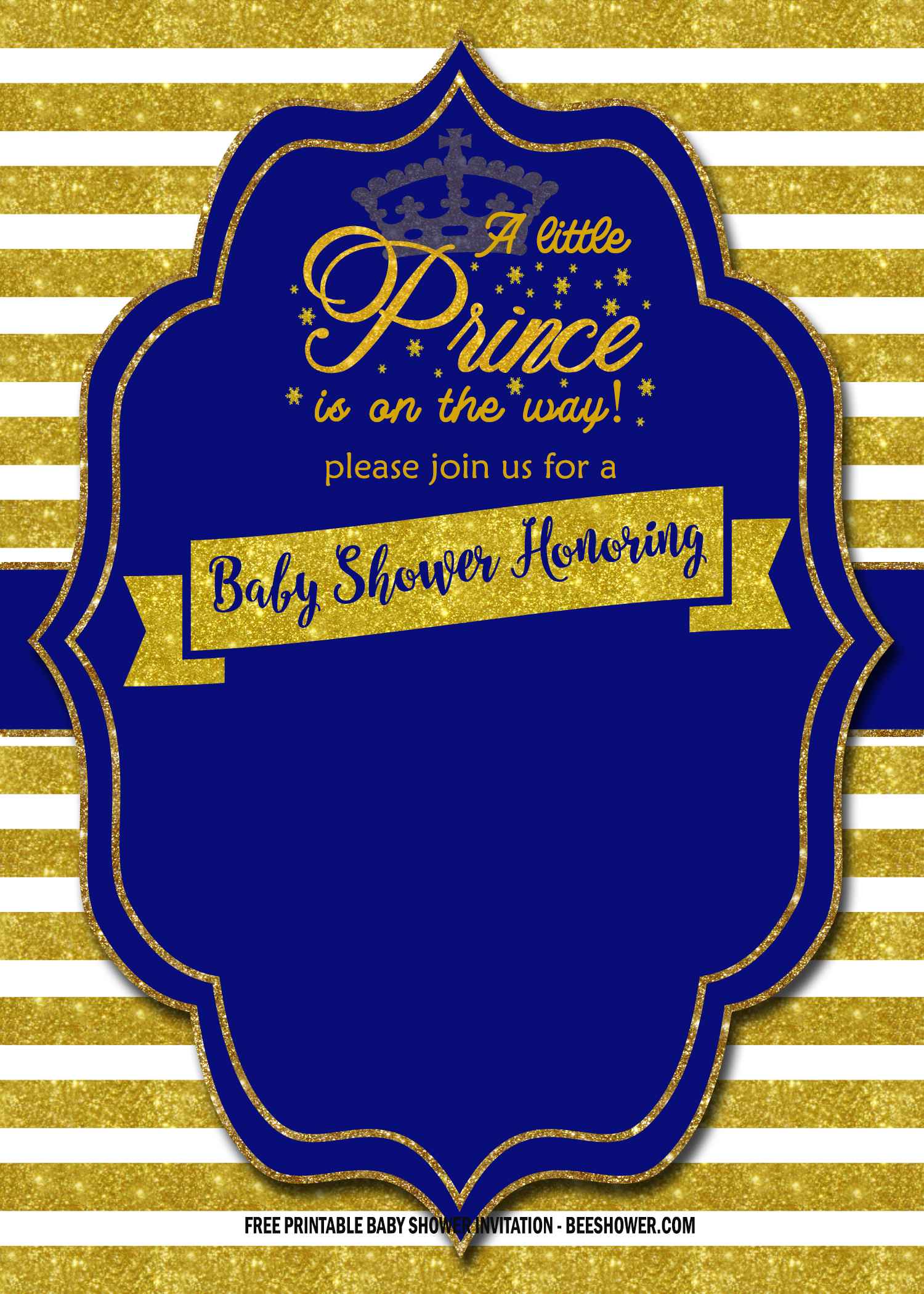 FREE Blue and Gold Royal Party Invitations FREE Printable Birthday