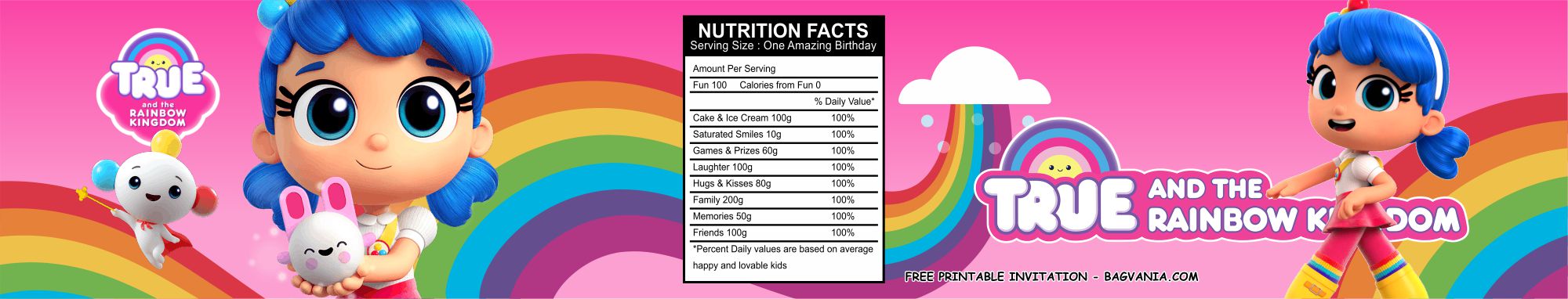 Free Printable True And Rainbow Kingdom Birthday Party Kits
