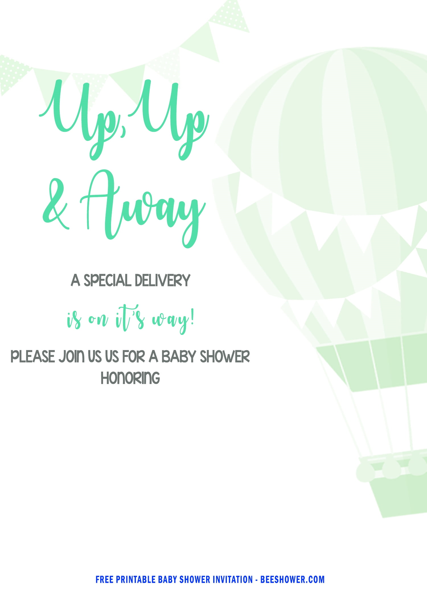 Free Hot Air Balloon Up Up And Away Invitation Templates Free Printable Birthday Invitation Templates Bagvania
