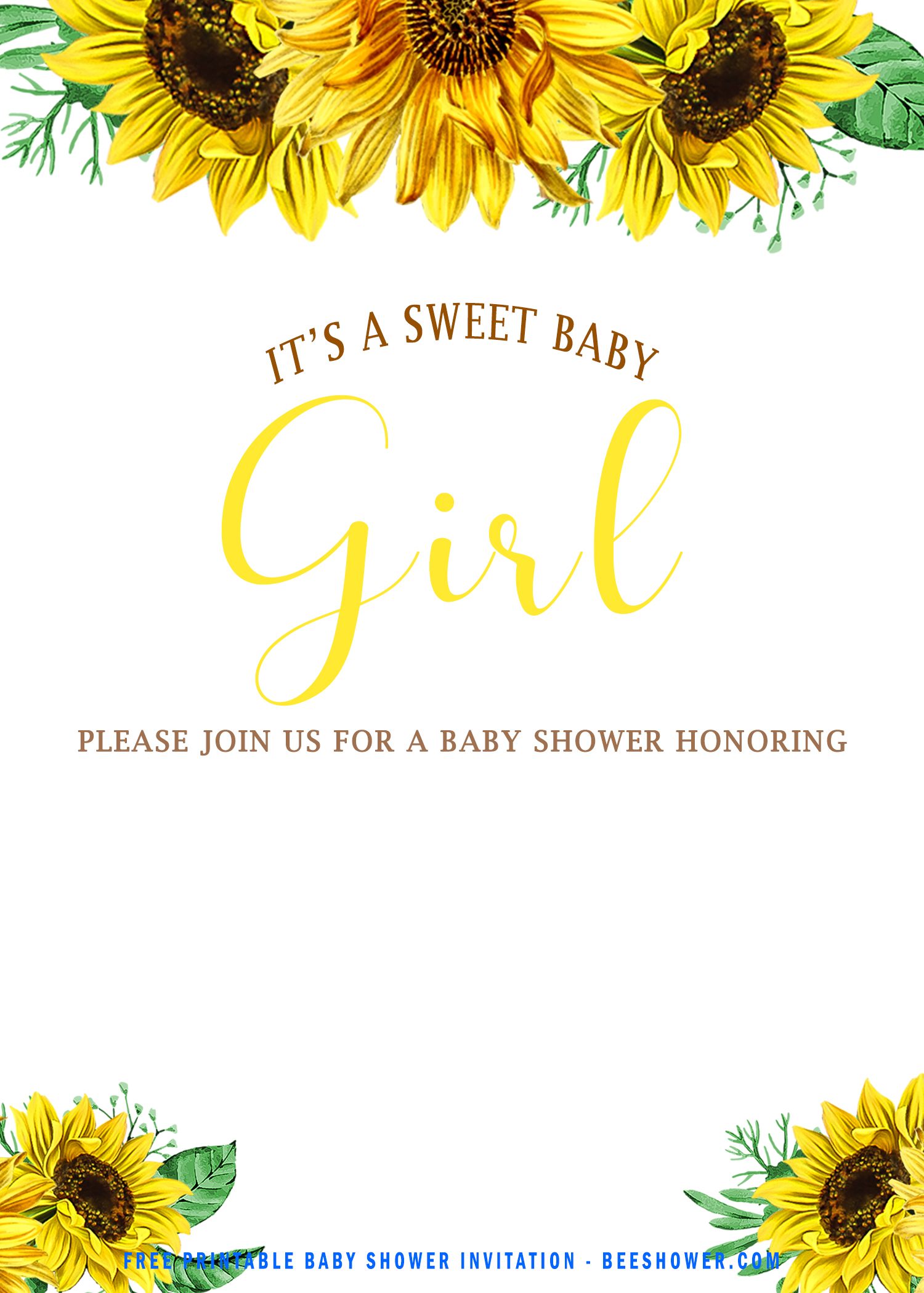 Free Sunflower Baby Girl Invitation Templates Free Printable Birthday Invitation Templates Bagvania