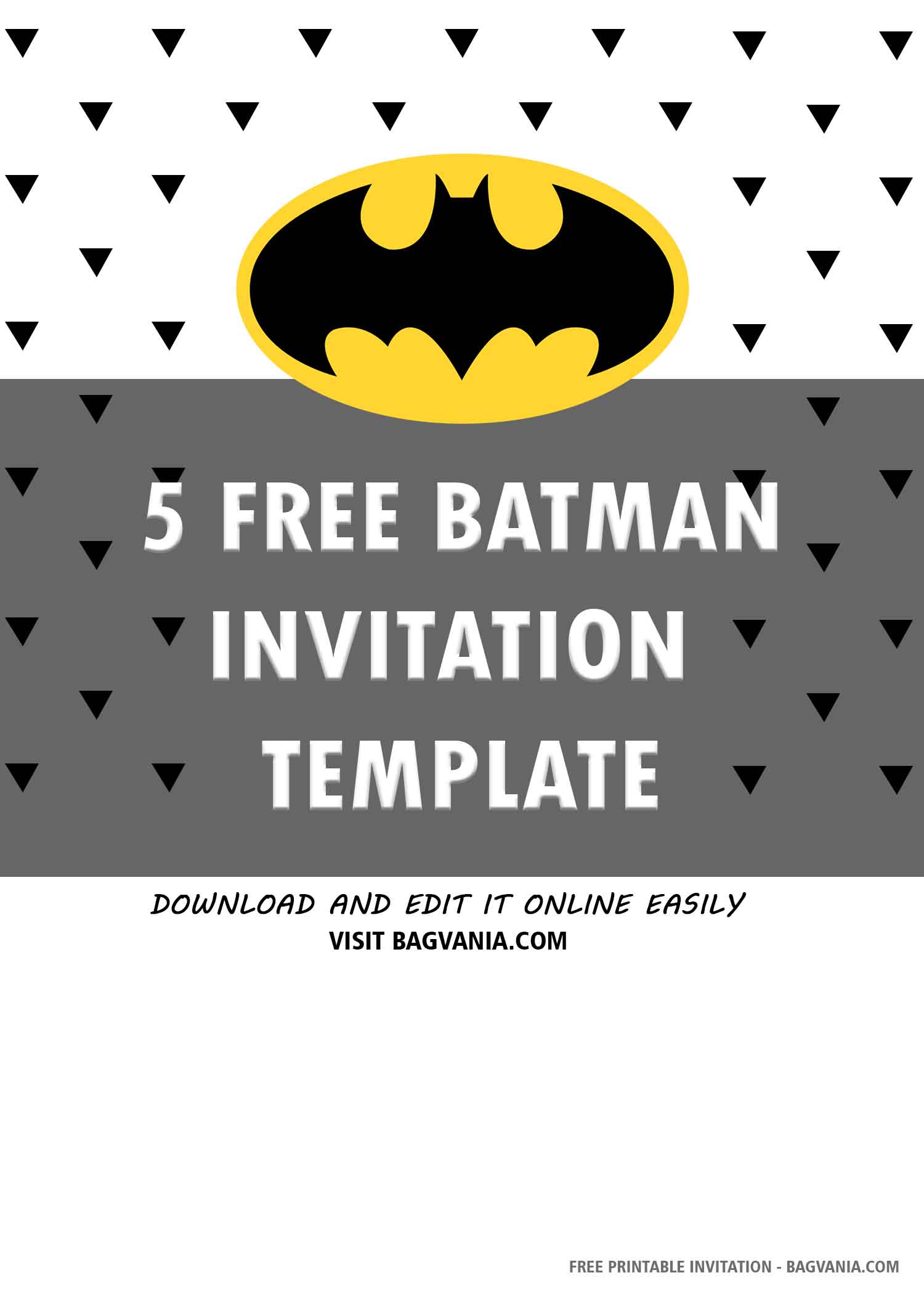 (FREE PRINTABLE) Simple Batman Birthday Invitation Templates FREE