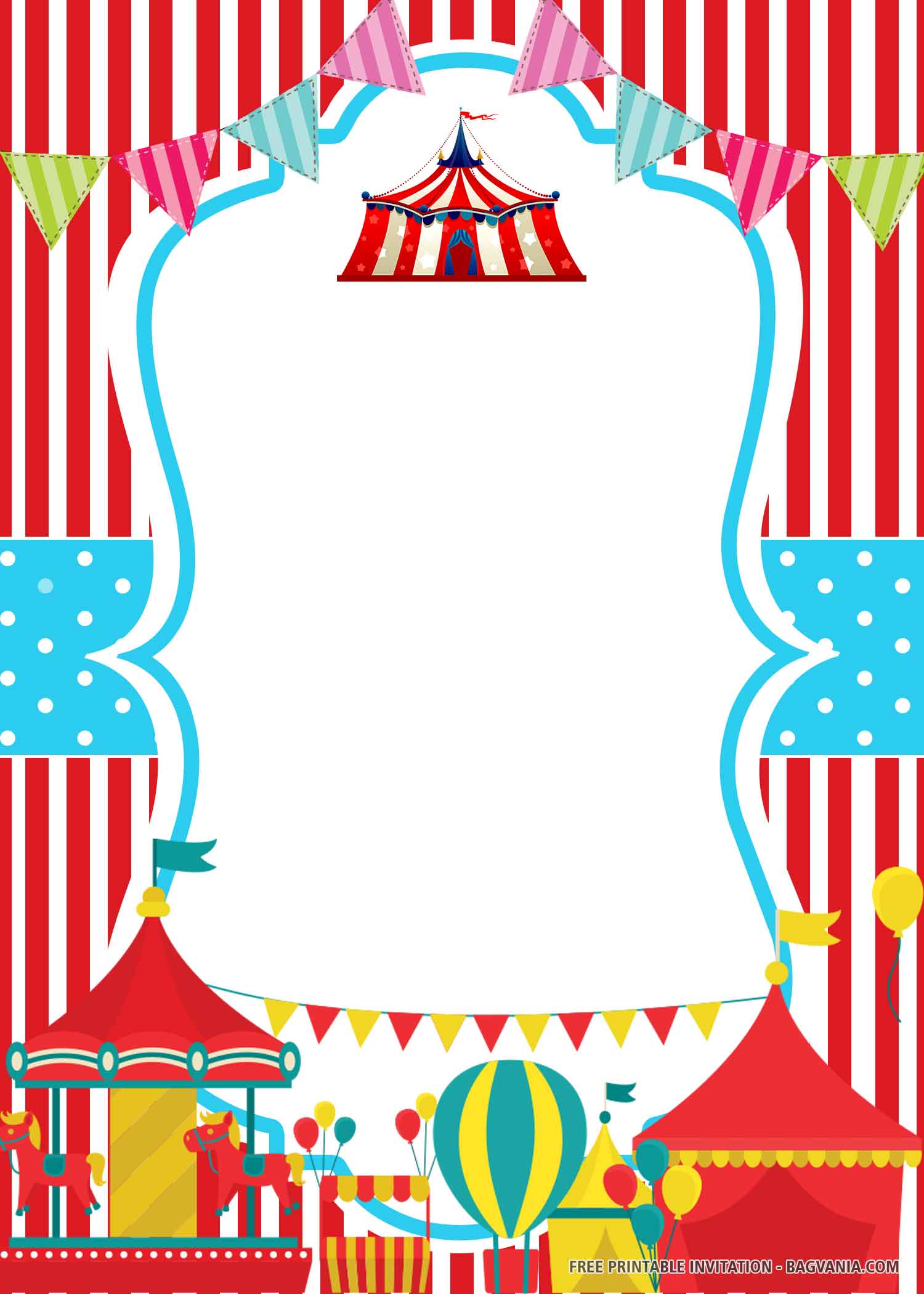  FREE PRINTABLE Stripes Circus Birthday Invitation Templates FREE 