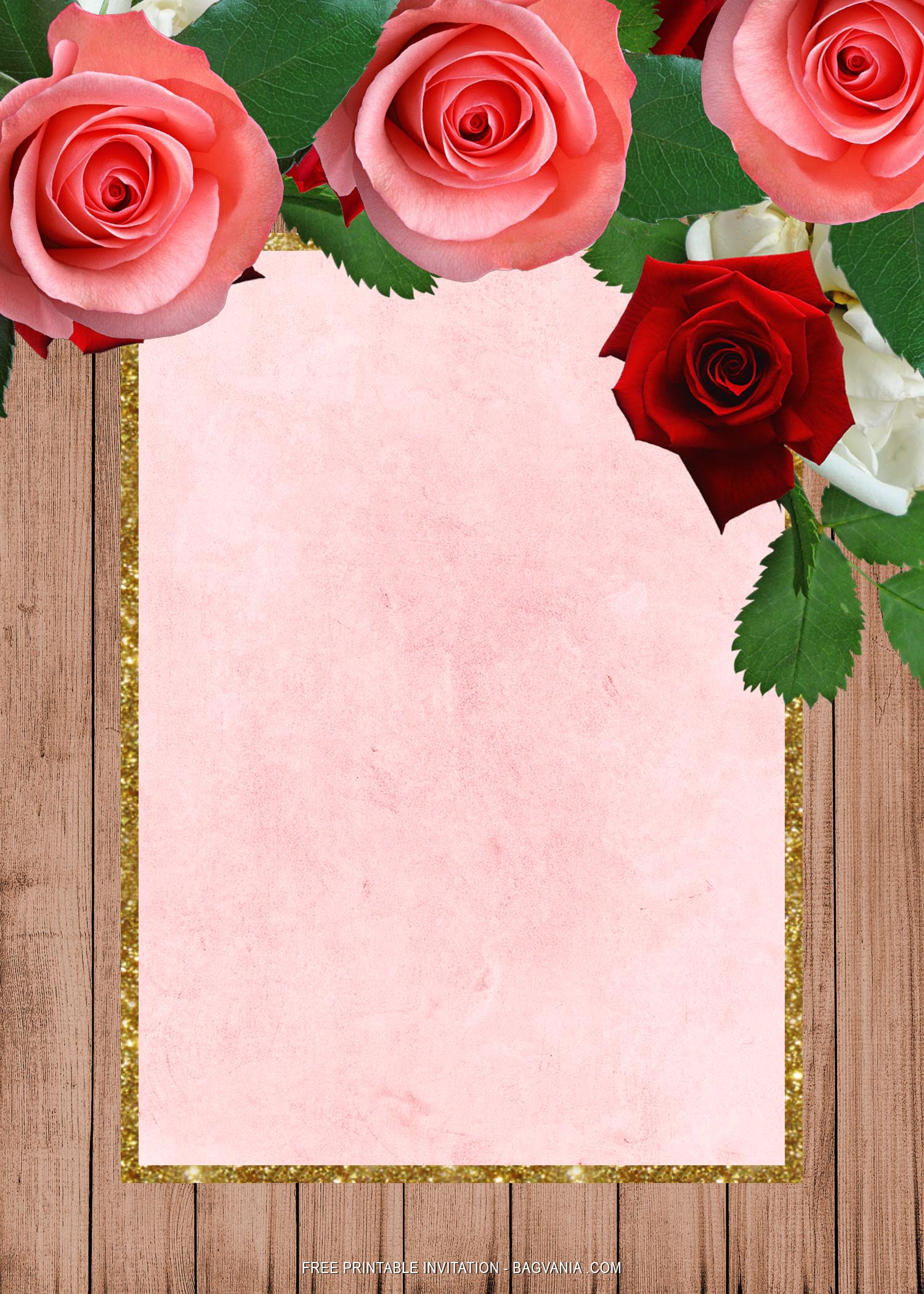 (FREE Printable) Beautiful Floral on Wooden Frame Invitation
