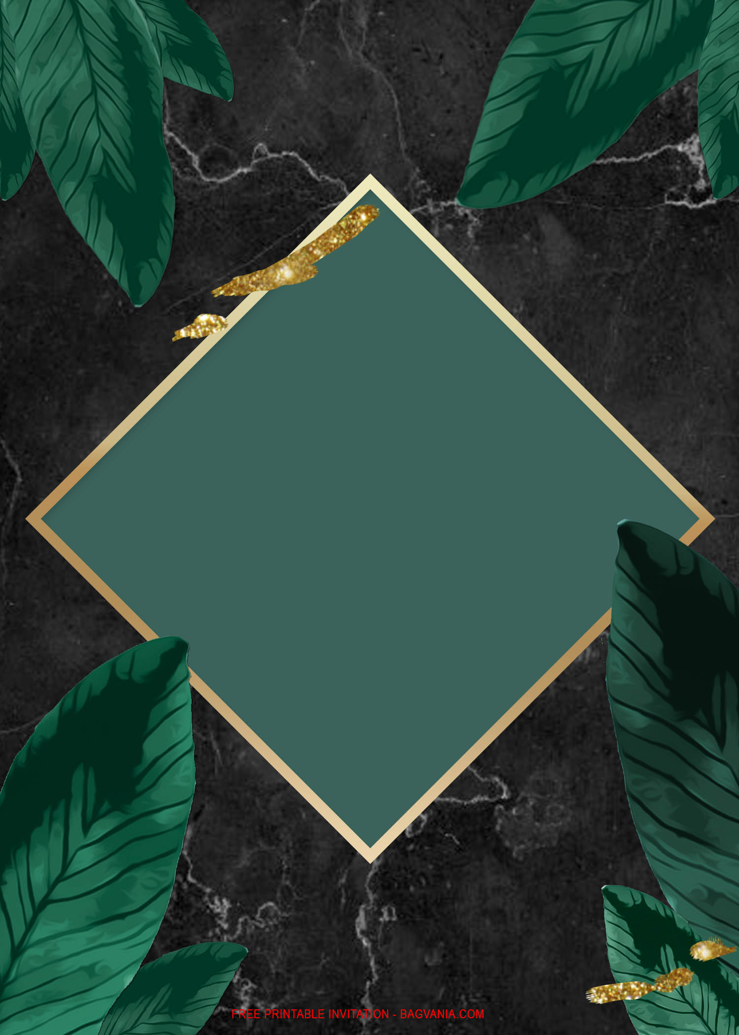 (FREE Printable) Green Tropical Party Invitation Templates FREE
