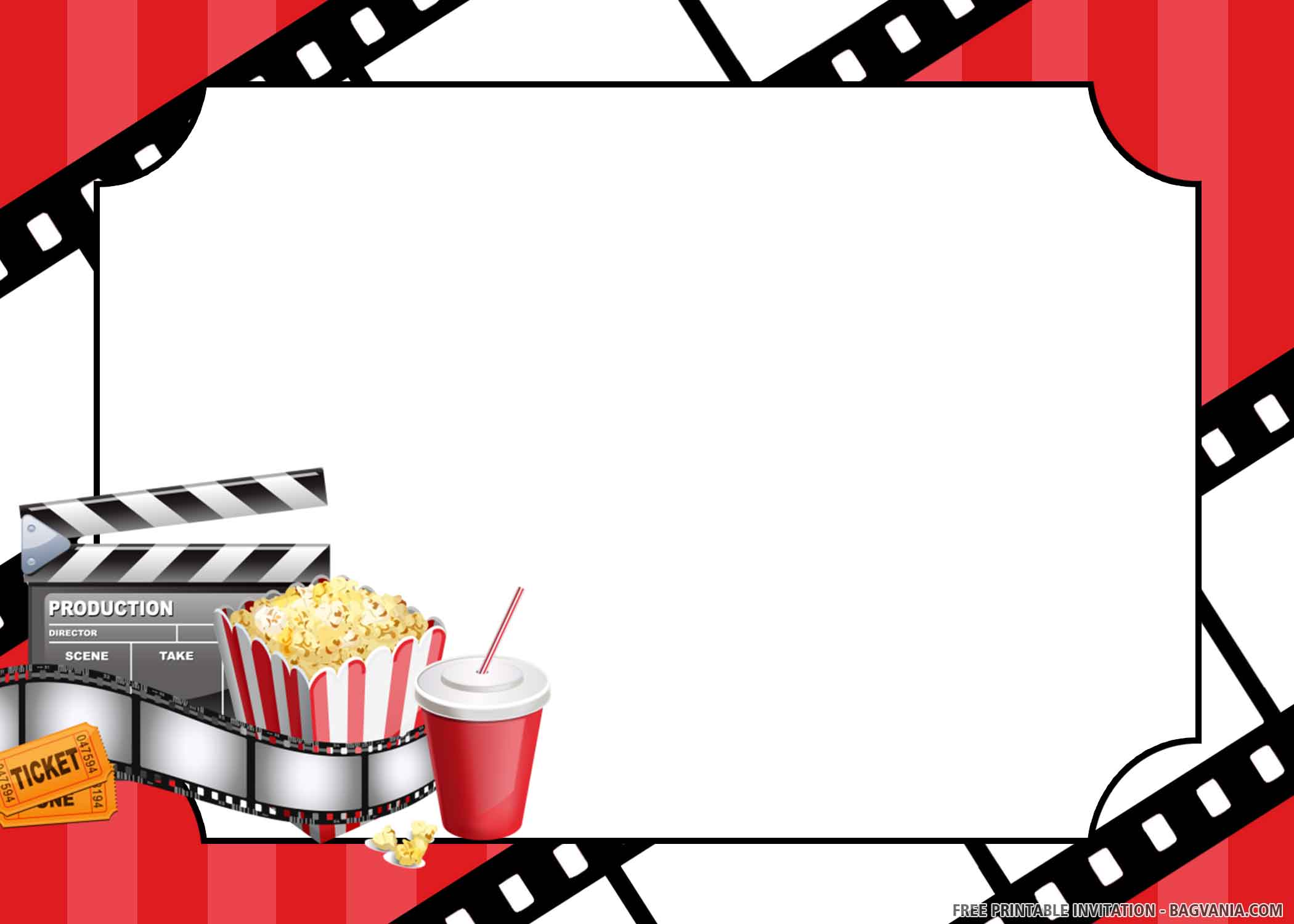 View Movie Party Invitations Printable PNG US Invitation Template