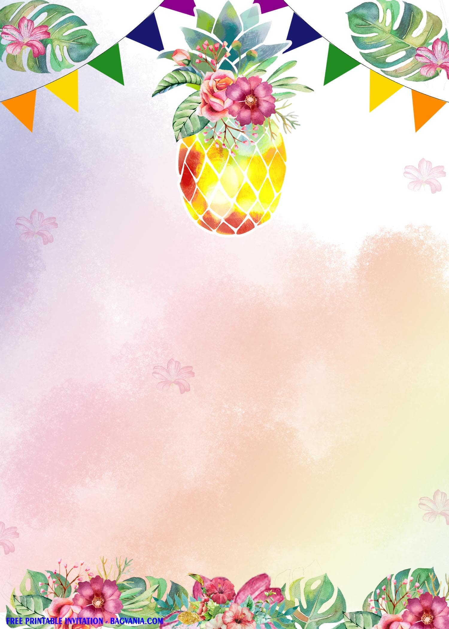 (FREE Printable) Fresh Pineapple Tropical Party Invitation Templates