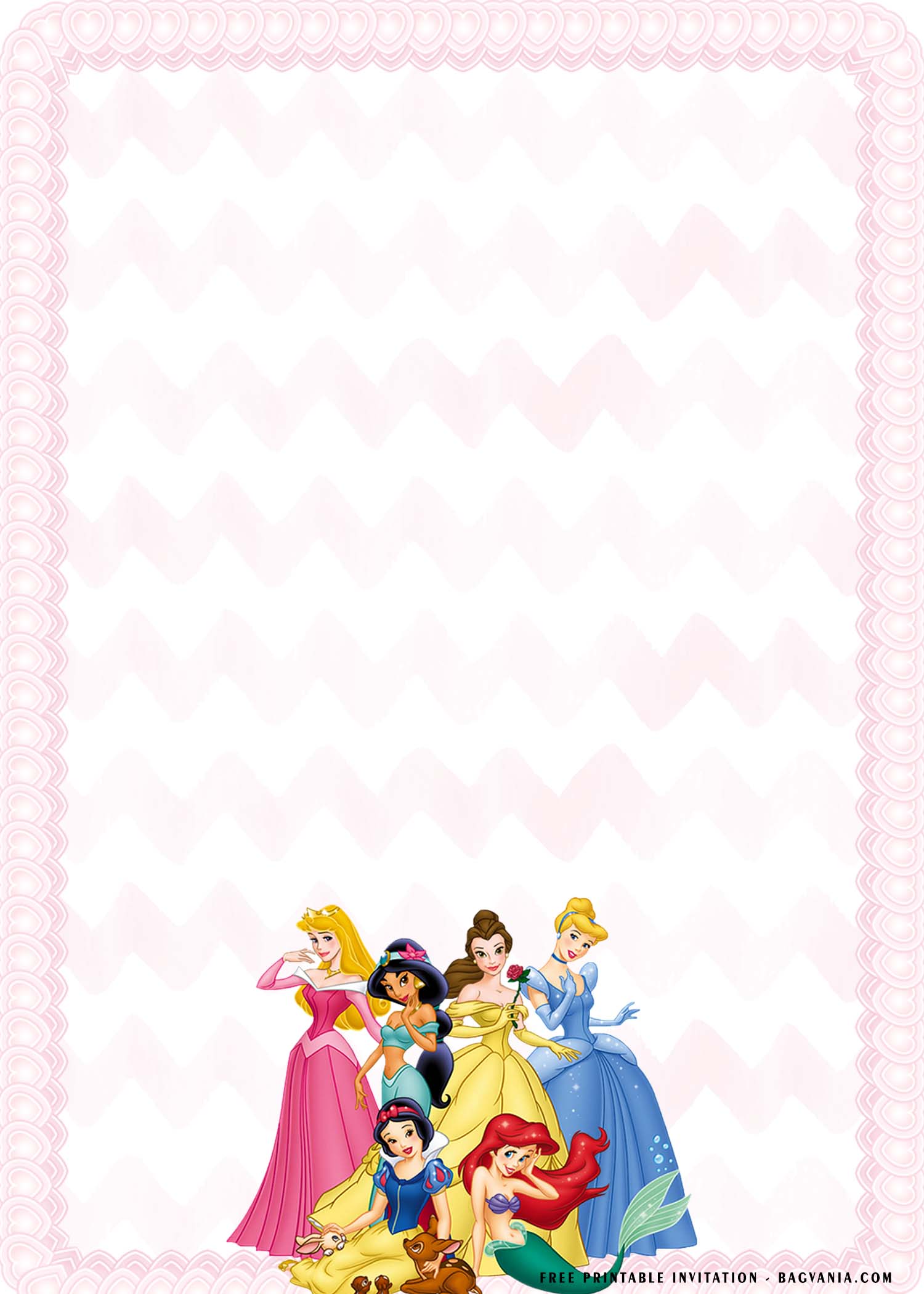 (FREE Printable) Cute Disney Princess Birthday Invitation Templates