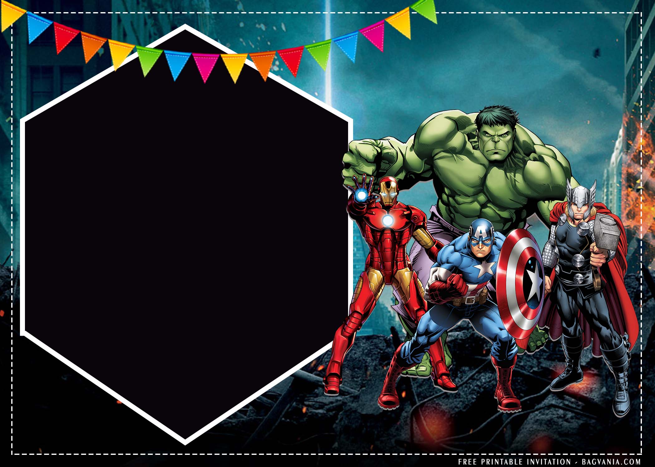 FREE Printable) – Superheroes Birthday Invitation Templates  FREE With Superhero Birthday Card Template
