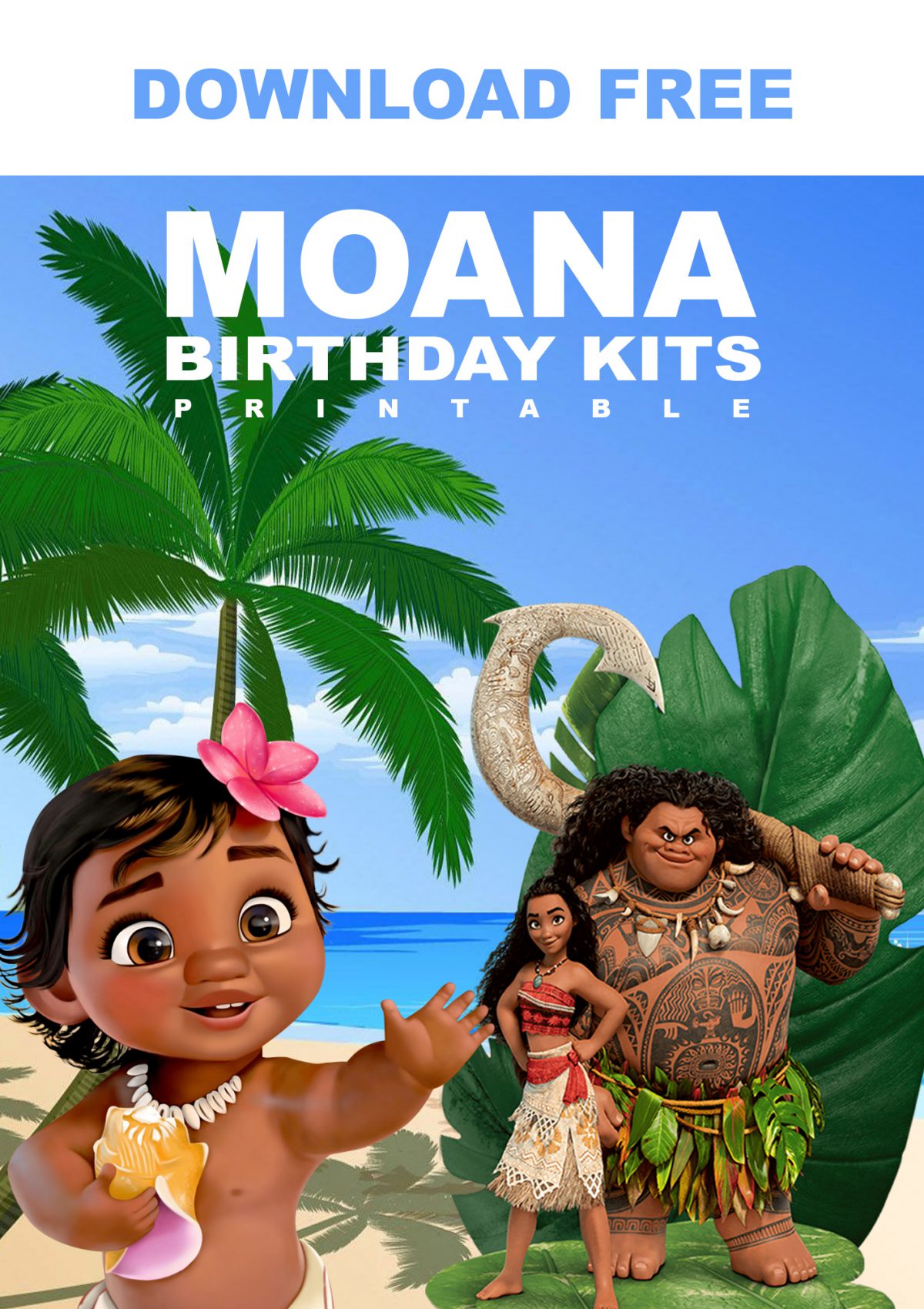 (FREE Printable) – Baby Moana Birthday Invitation Templates – FREE ...