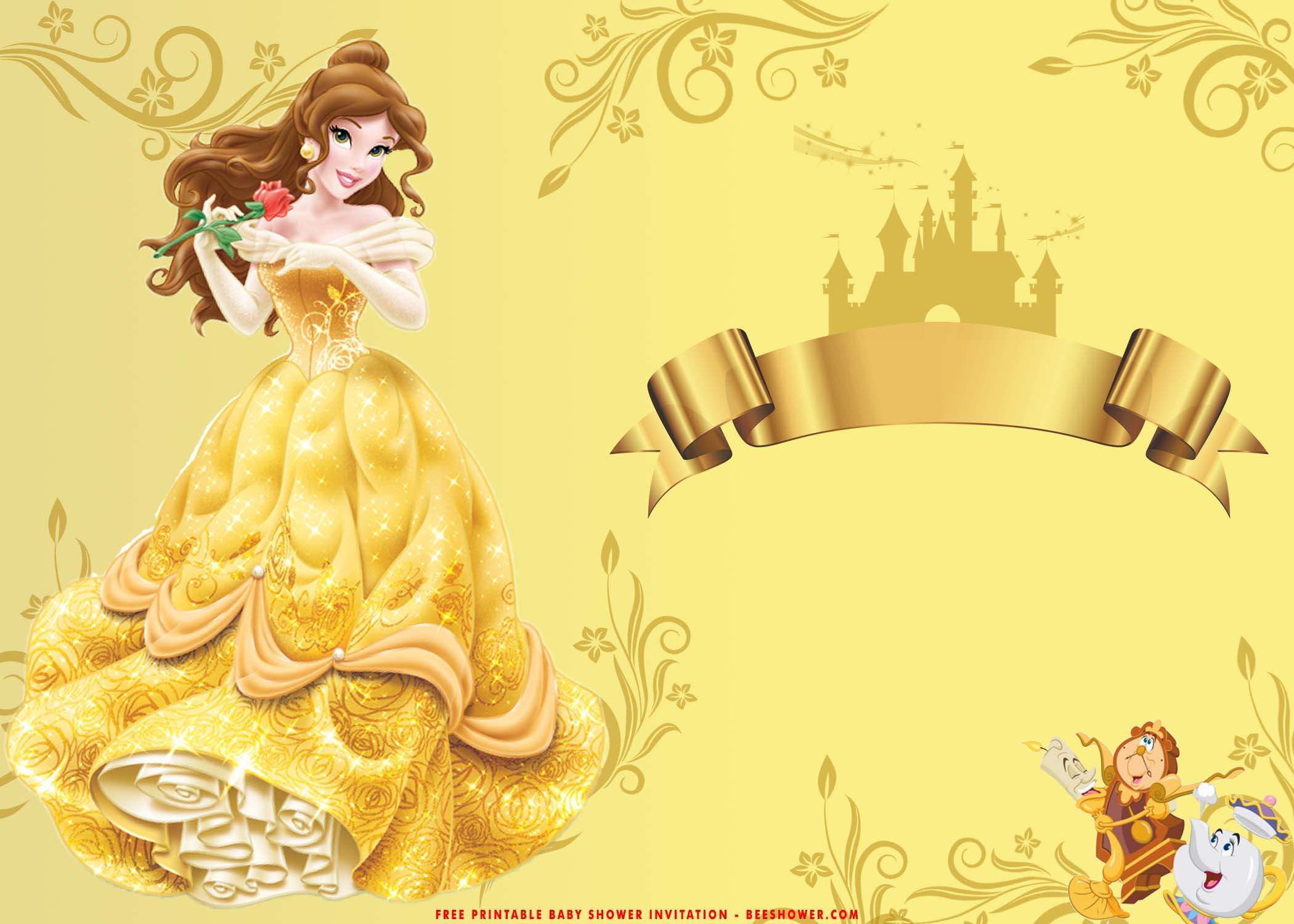 beauty and the beast baby shower invites