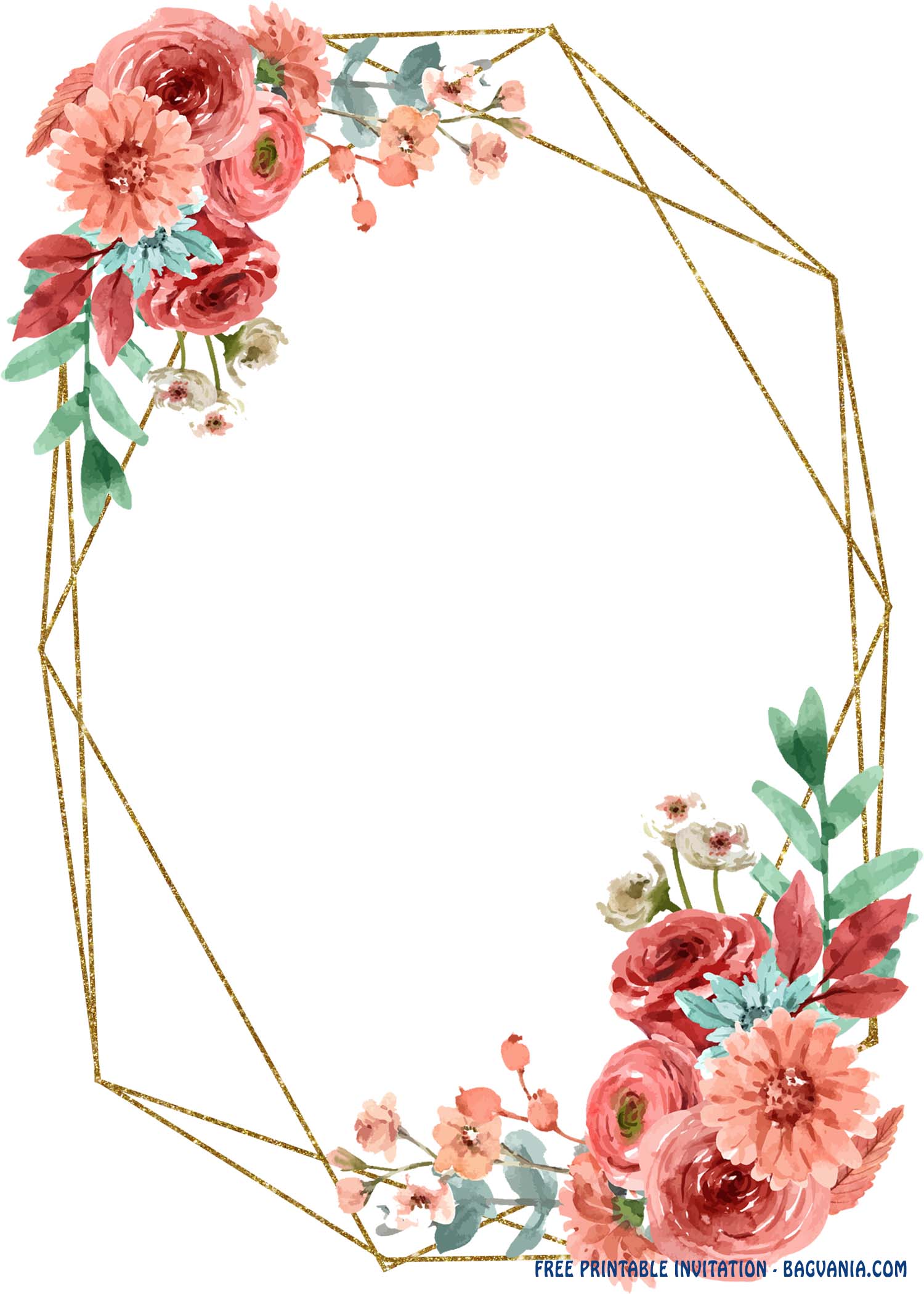 (FREE Printable) – Geometric Floral Invitation Templates | FREE