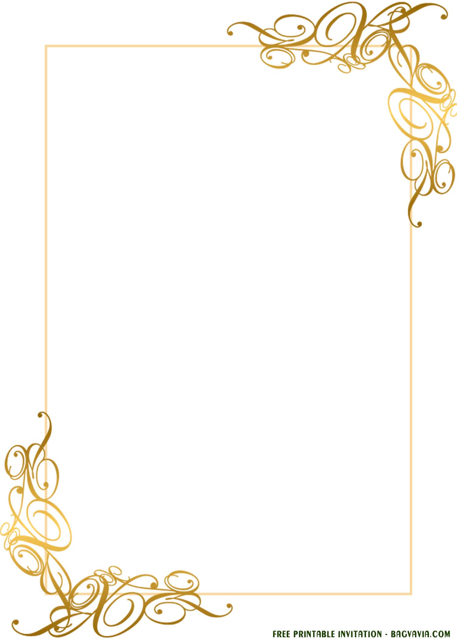 Elegant Black And Gold Blank Invitation Templates