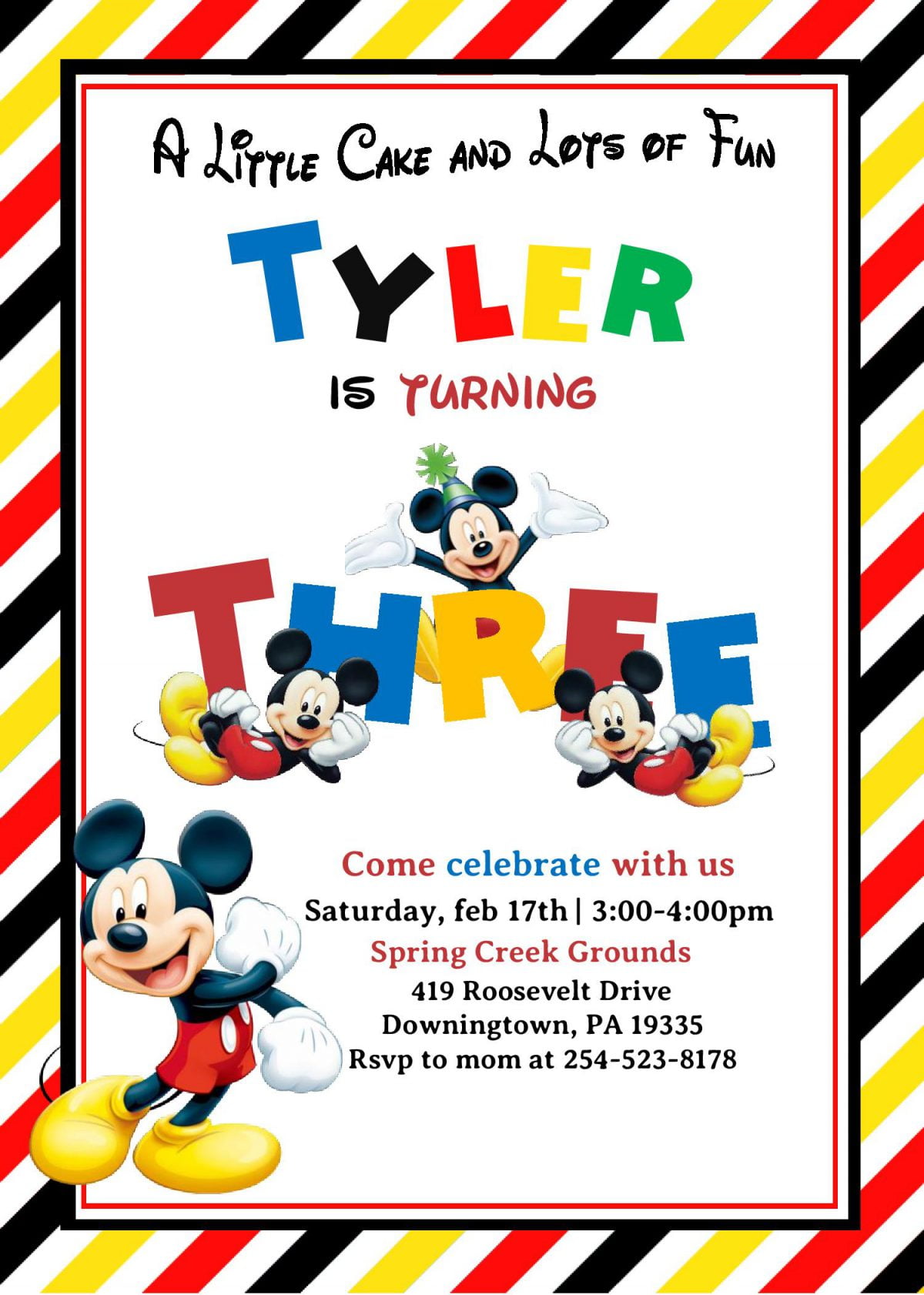 Cute Mickey Mouse Invitation Templates - Editable With MS ...