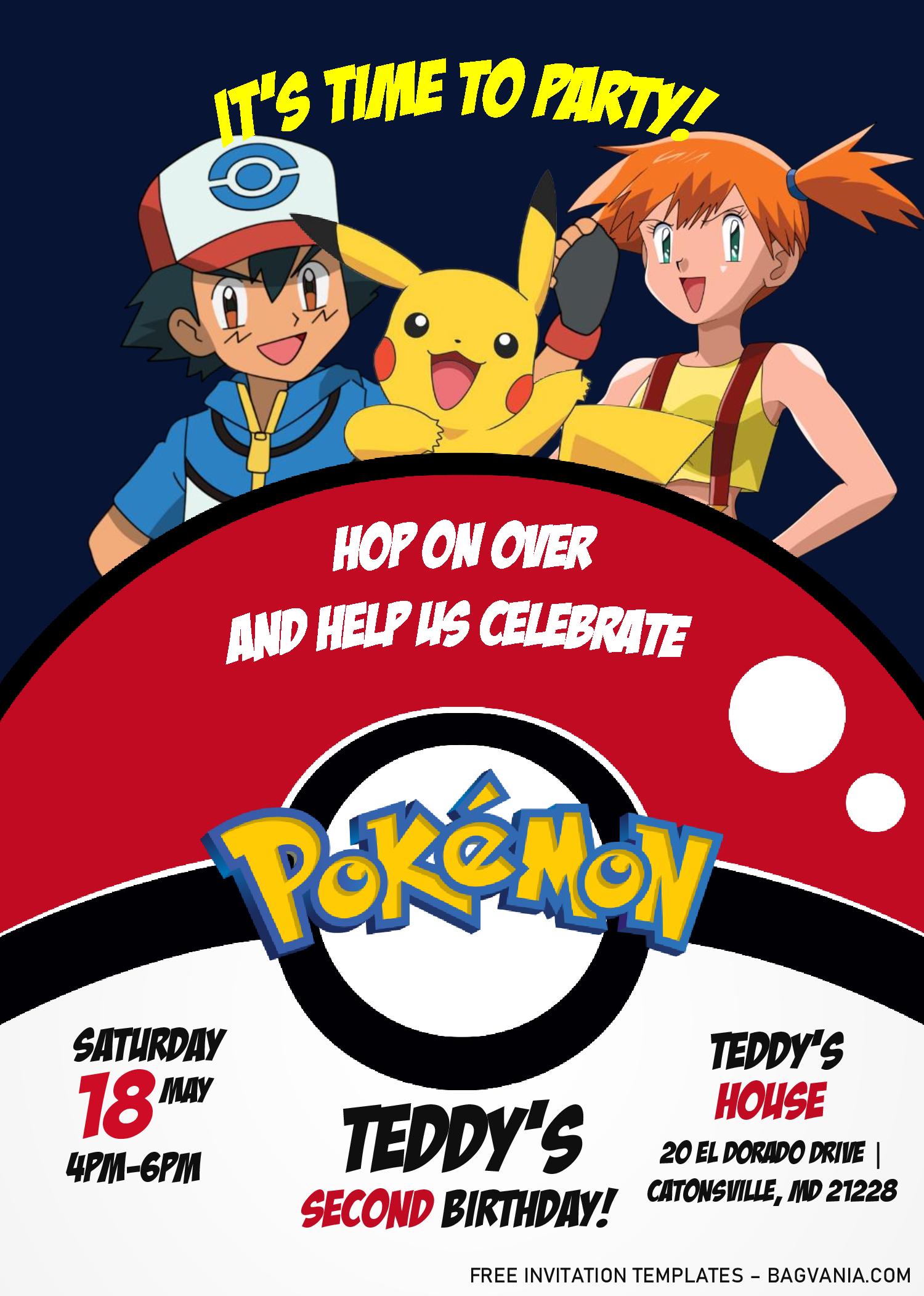 Pokemon Invitation Templates Editable With MS Word FREE Printable