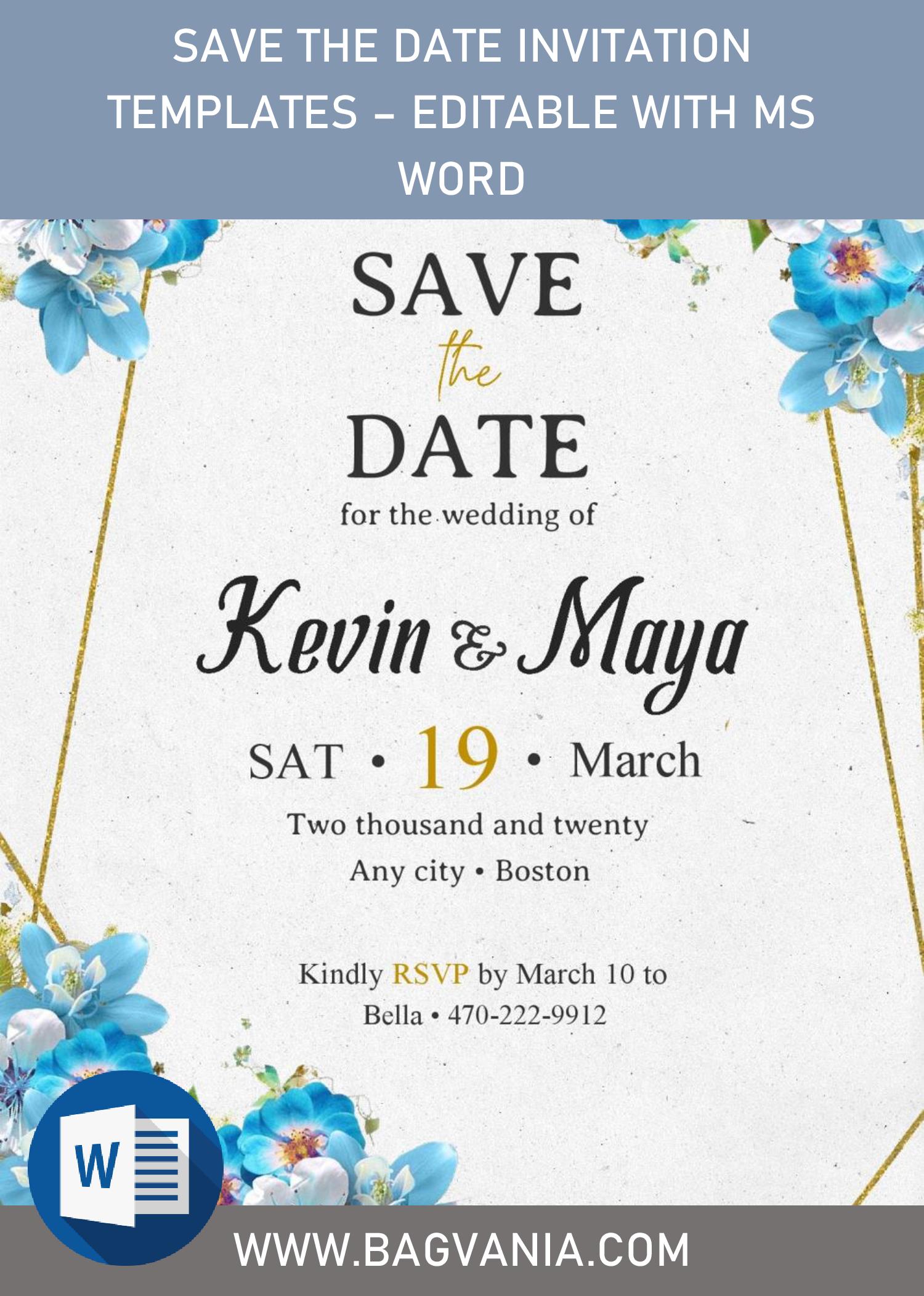 Save The Date Invitation Templates – Editable With MS Word  FREE Intended For Save The Date Template Word