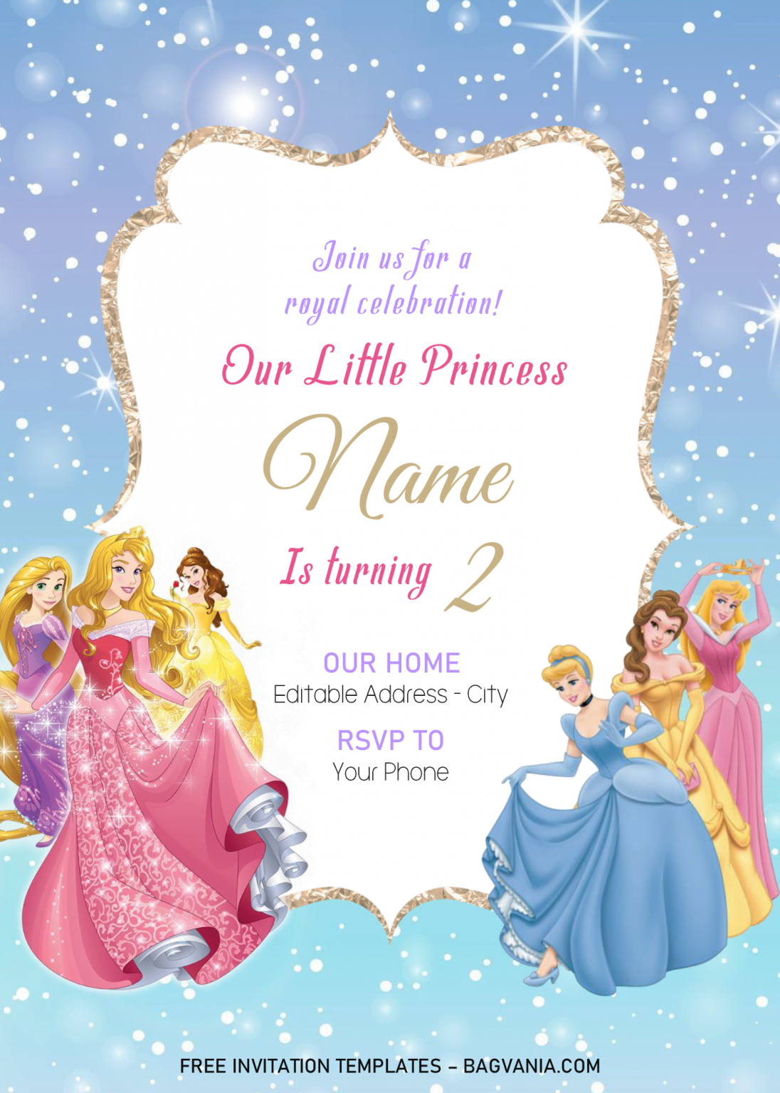 Free Printable Princess Birthday Thank You Cards