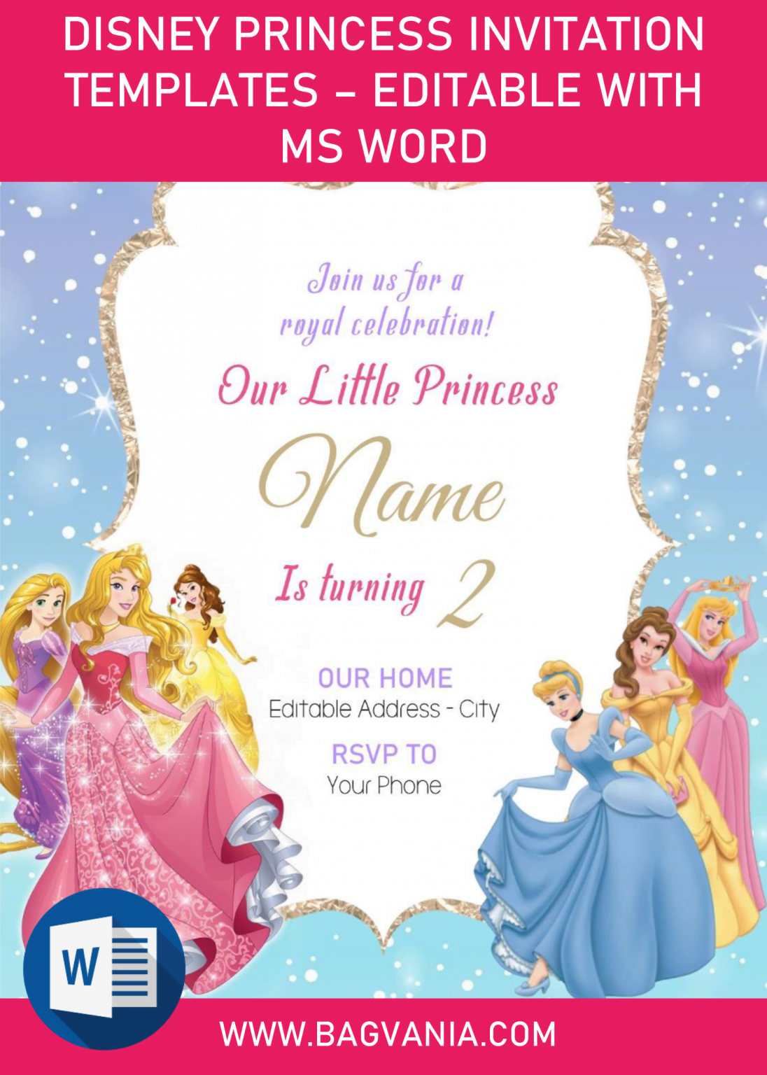 Disney Princess Birthday Invitations For Girl Free Printable Birthday