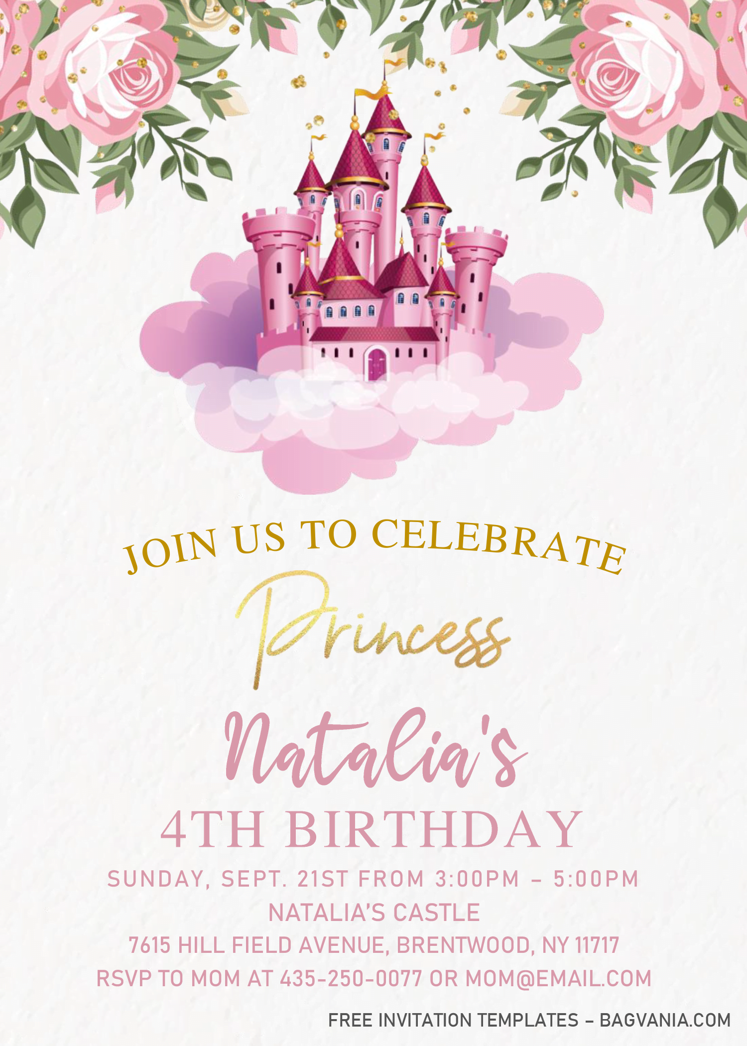 Editable Disney Princess Invitation Template